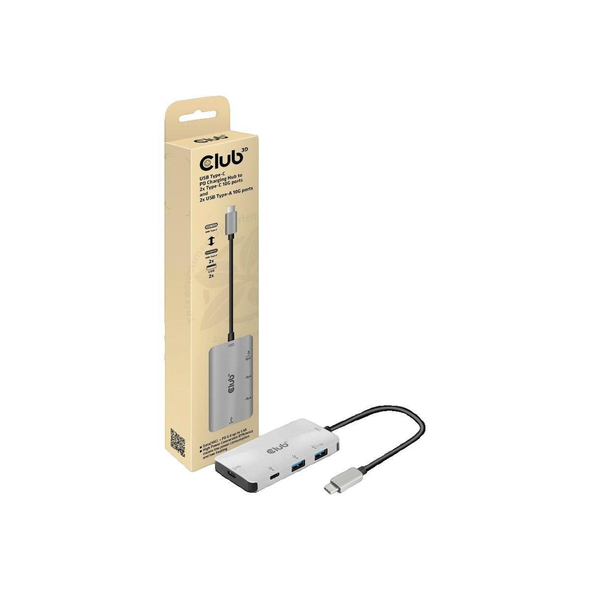 CLUB 3D Hub USB Club-3D CSV-1543 USB 3.1 Gen 2 Noir et Argent