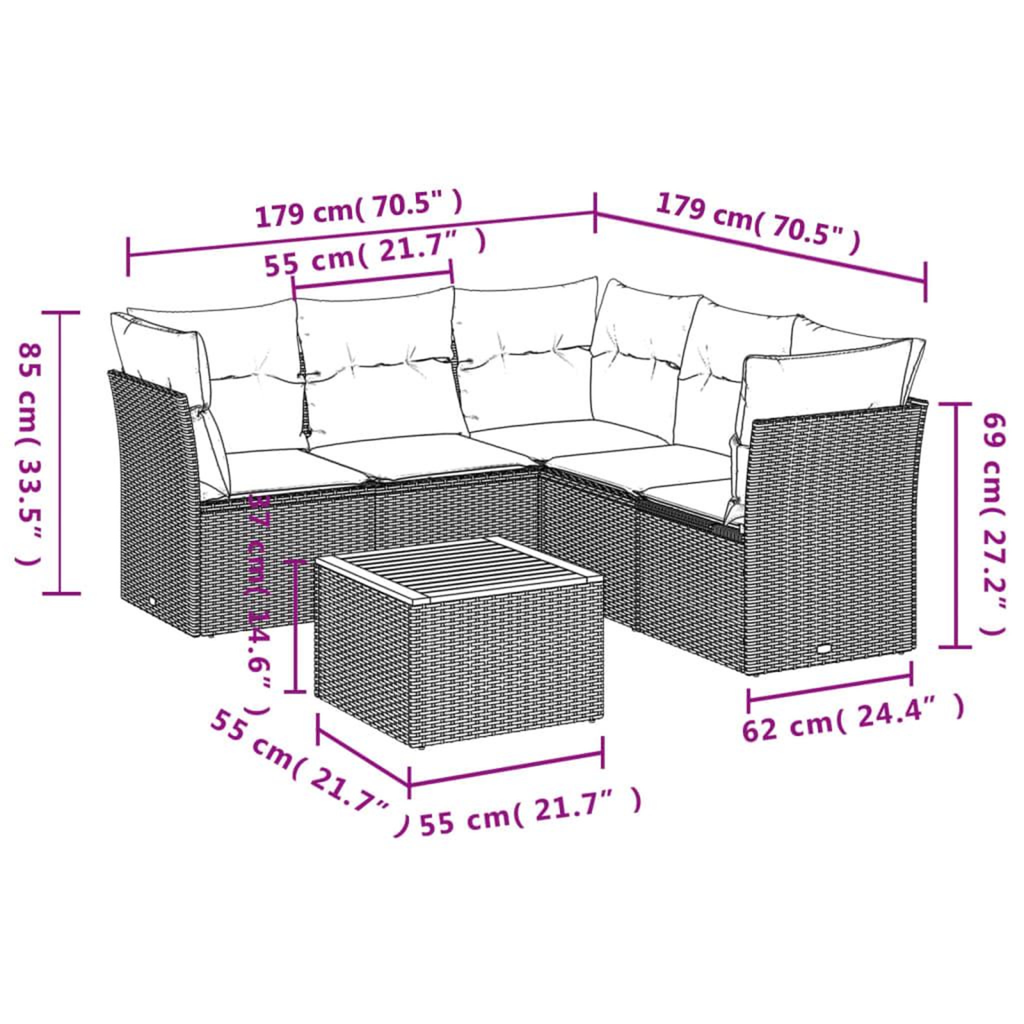 Voir la diapositive 6 : VIDAXL Salon de jardin 6 pcs avec coussins noir resine tressee