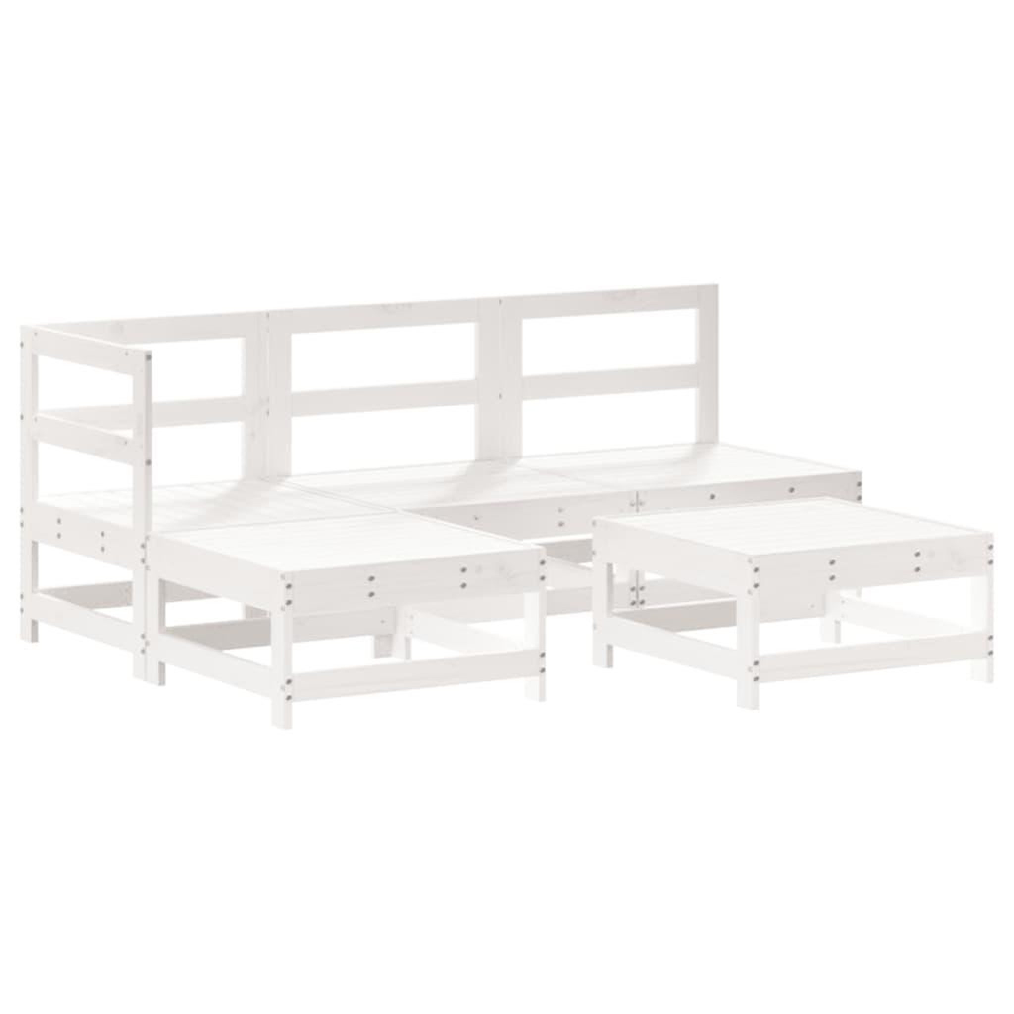 Voir la diapositive 2 : VIDAXL Salon de jardin 5 pcs blanc bois massif de pin