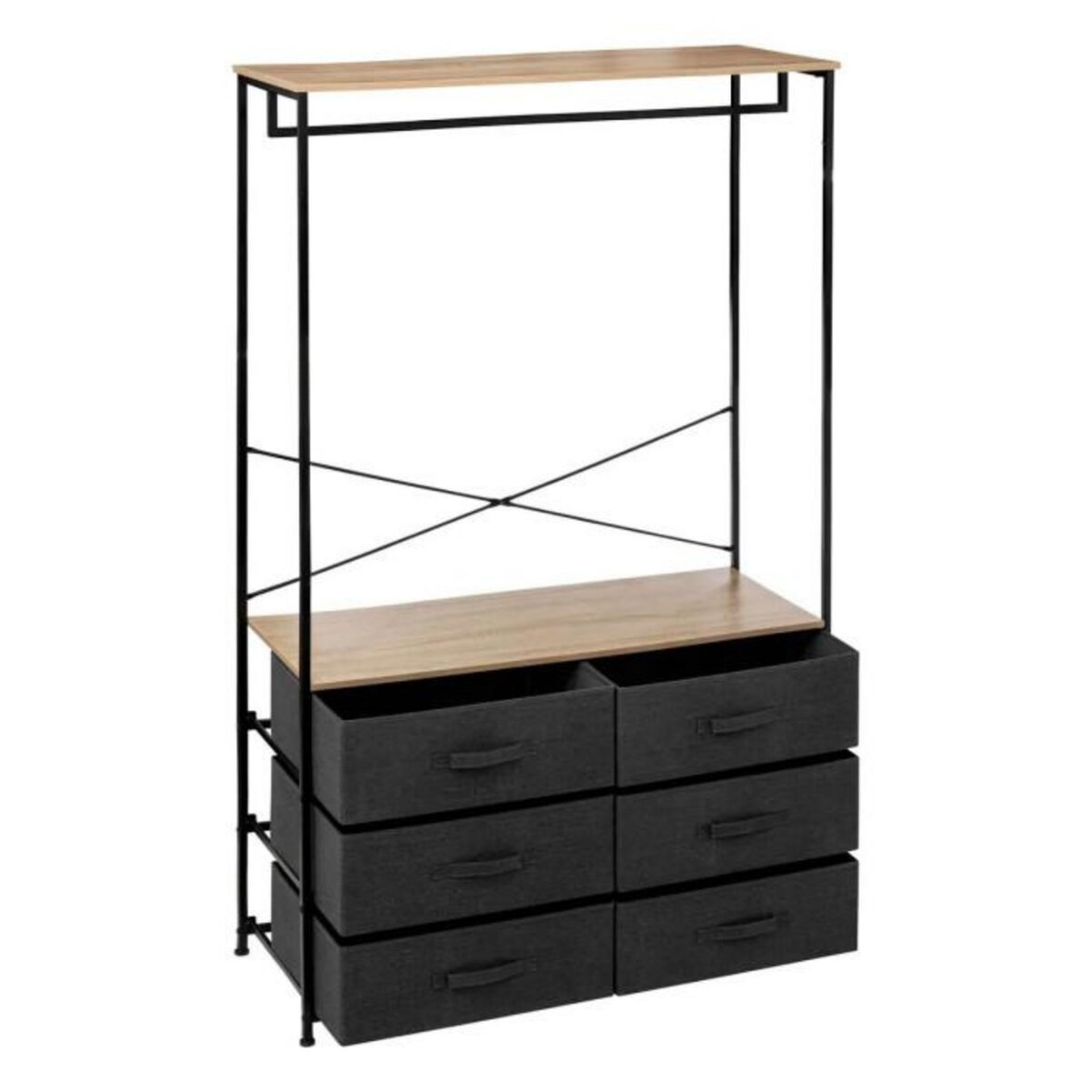 FIVE Dressing Penderie 6 Tiroirs  Tissa  167cm Gris Foncé