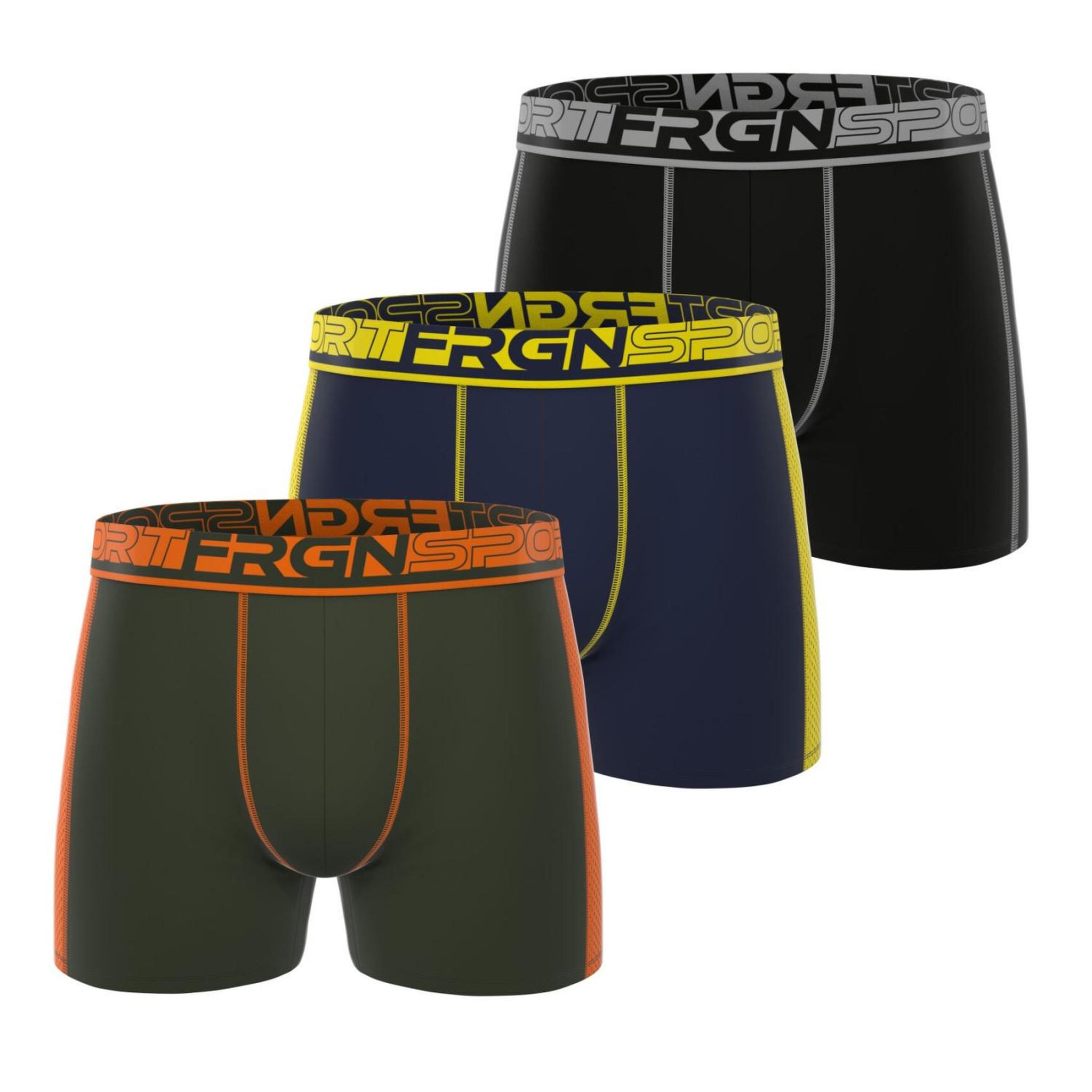 FREEGUN Lot de 3 boxers homme cooling pro en mesh. Coloris disponibles : Noir