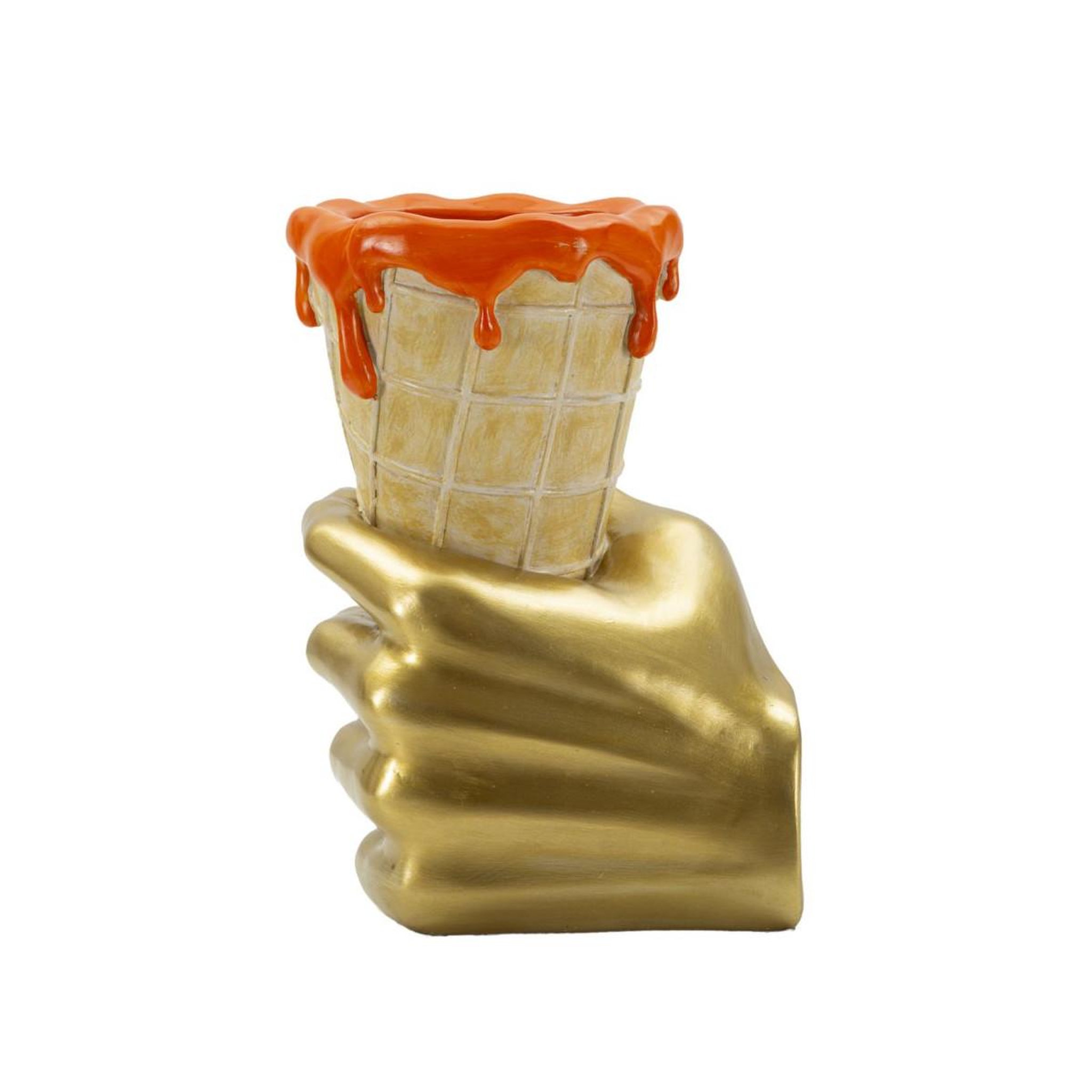 Voir la diapositive 2 : Paris Prix Vase déco en résine  cône  26cm or