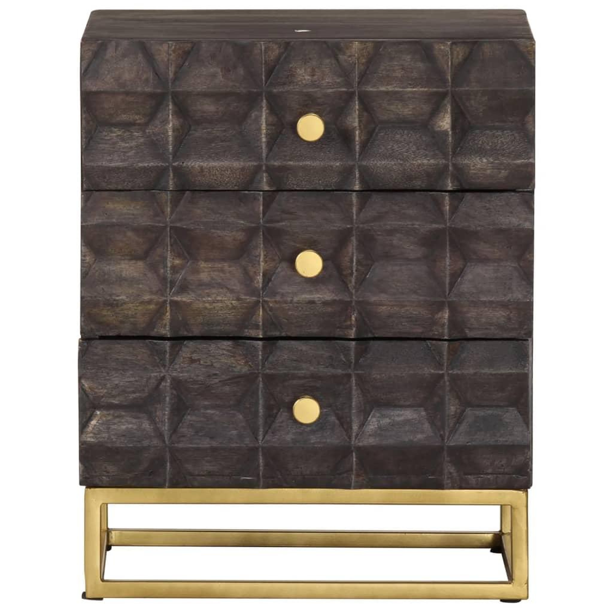 Voir la diapositive 2 : VIDAXL Table de chevet Noir 40x30x50 cm Bois de manguier massif