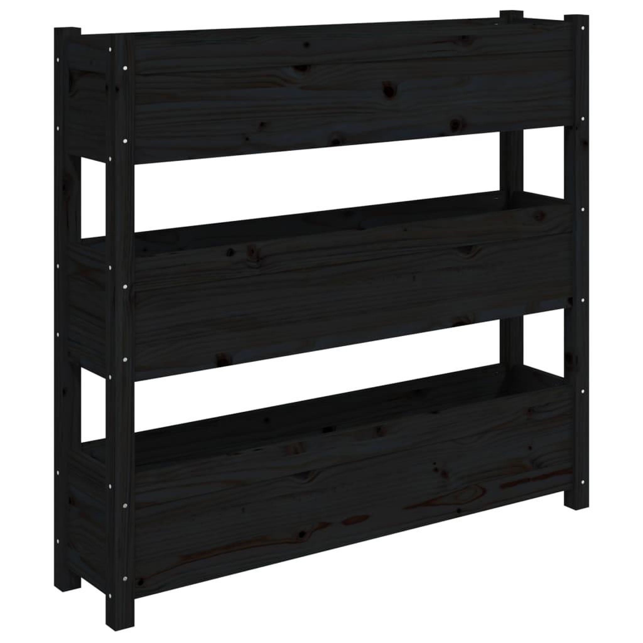 Voir la diapositive 2 : VIDAXL Jardiniere Noir 112x25x104,5 cm Bois massif de pin