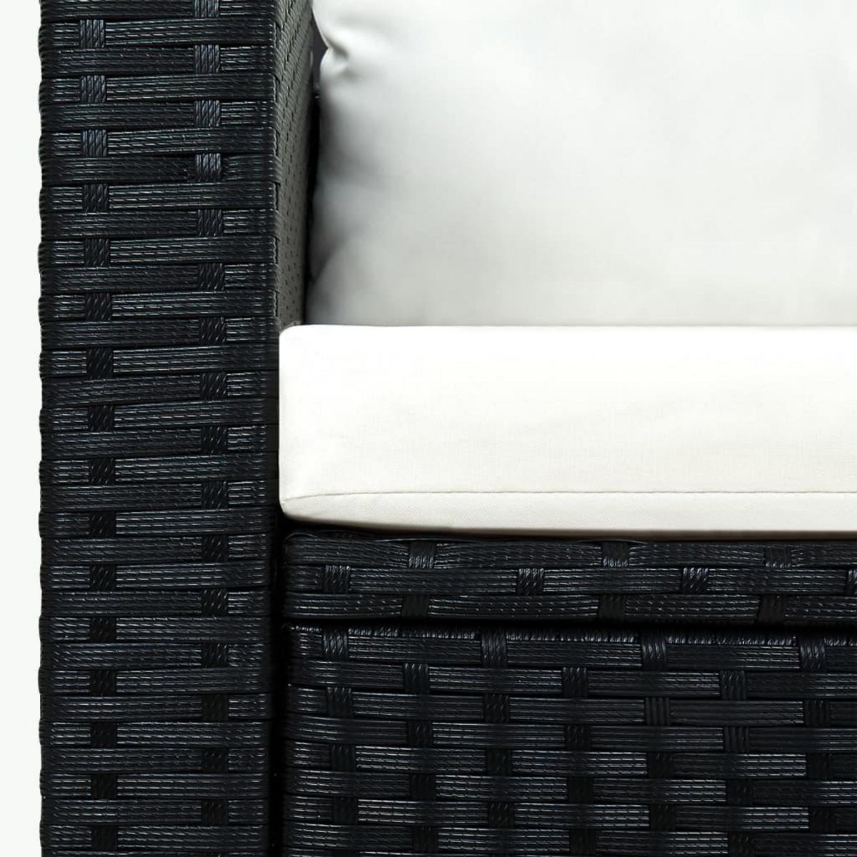 VIDAXL Salon de jardin 3 pcs avec coussins Resine tressee Noir