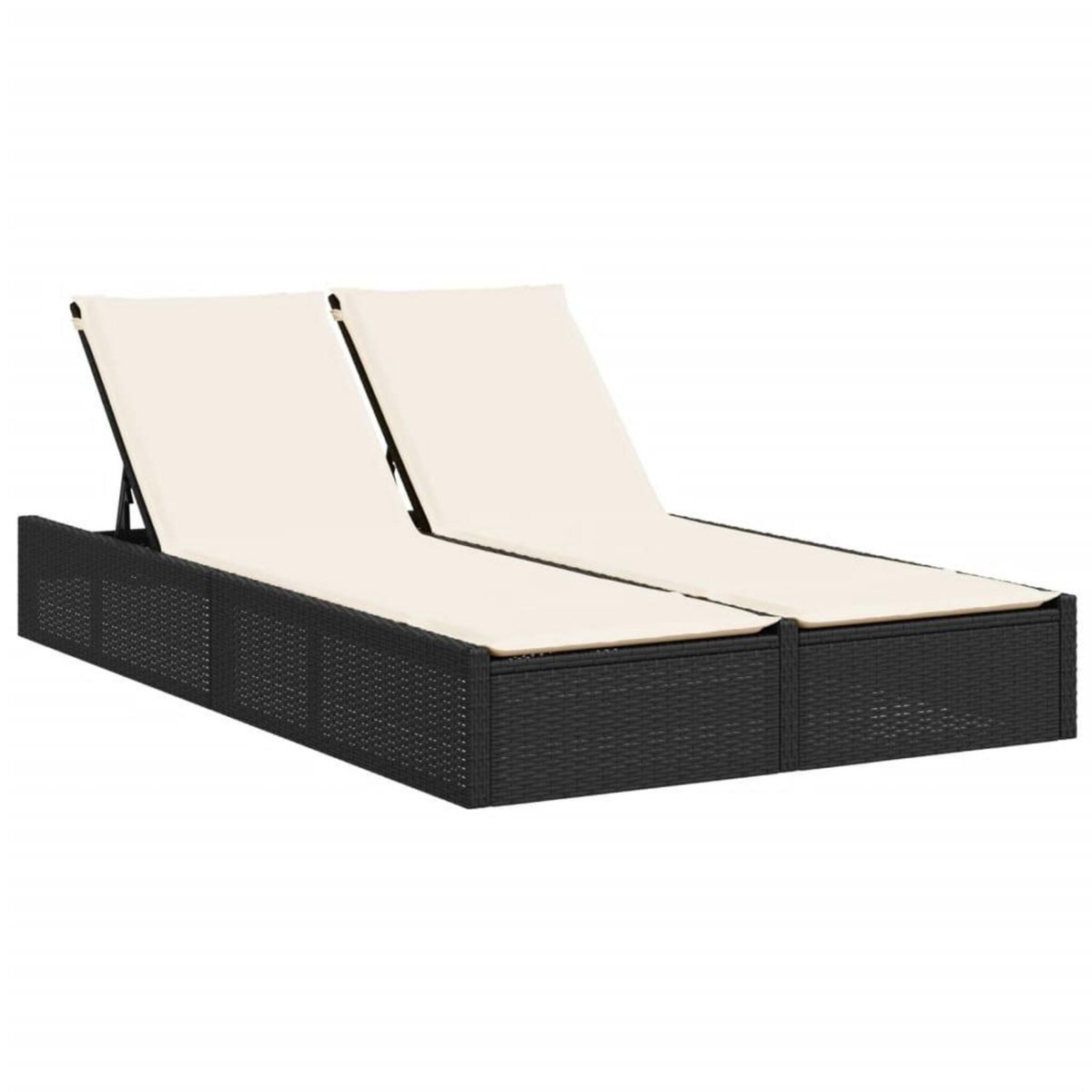 VIDAXL Chaise longue double avec coussins noir resine tressee