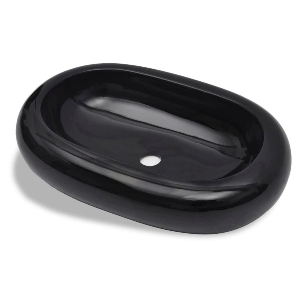 VIDAXL Vasque ovale ceramique Noir pour salle de bain