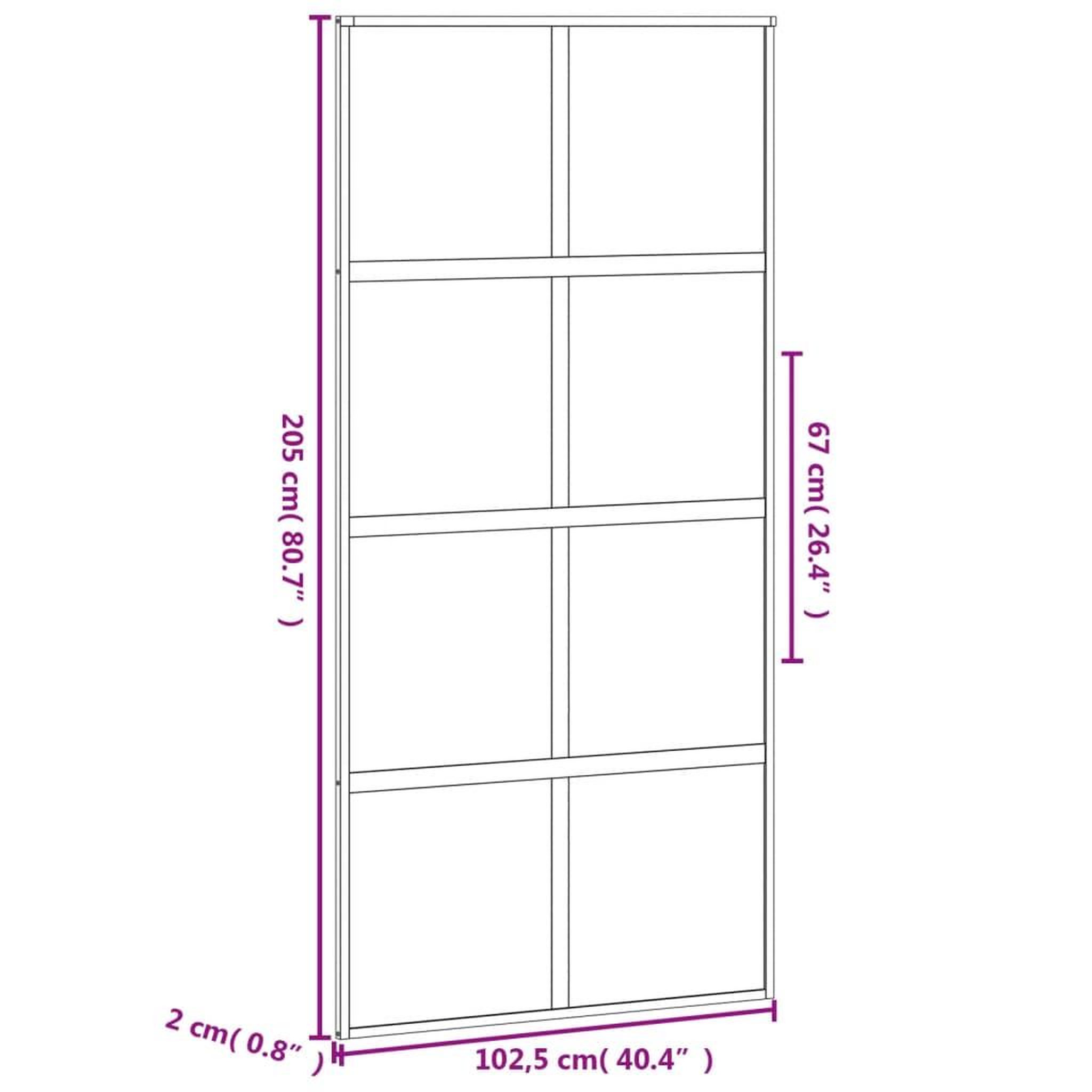 Voir la diapositive 6 : VIDAXL Porte coulissante noir 102,5x205 cm verre trempe aluminium