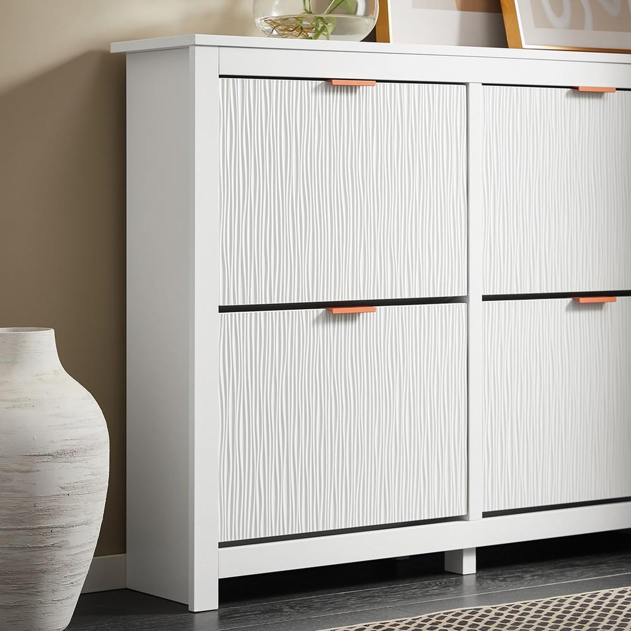 Voir la diapositive 5 : SOBUY Armoire à chaussures 4 portes blanc 104x23x82cm fsr186-ii-w