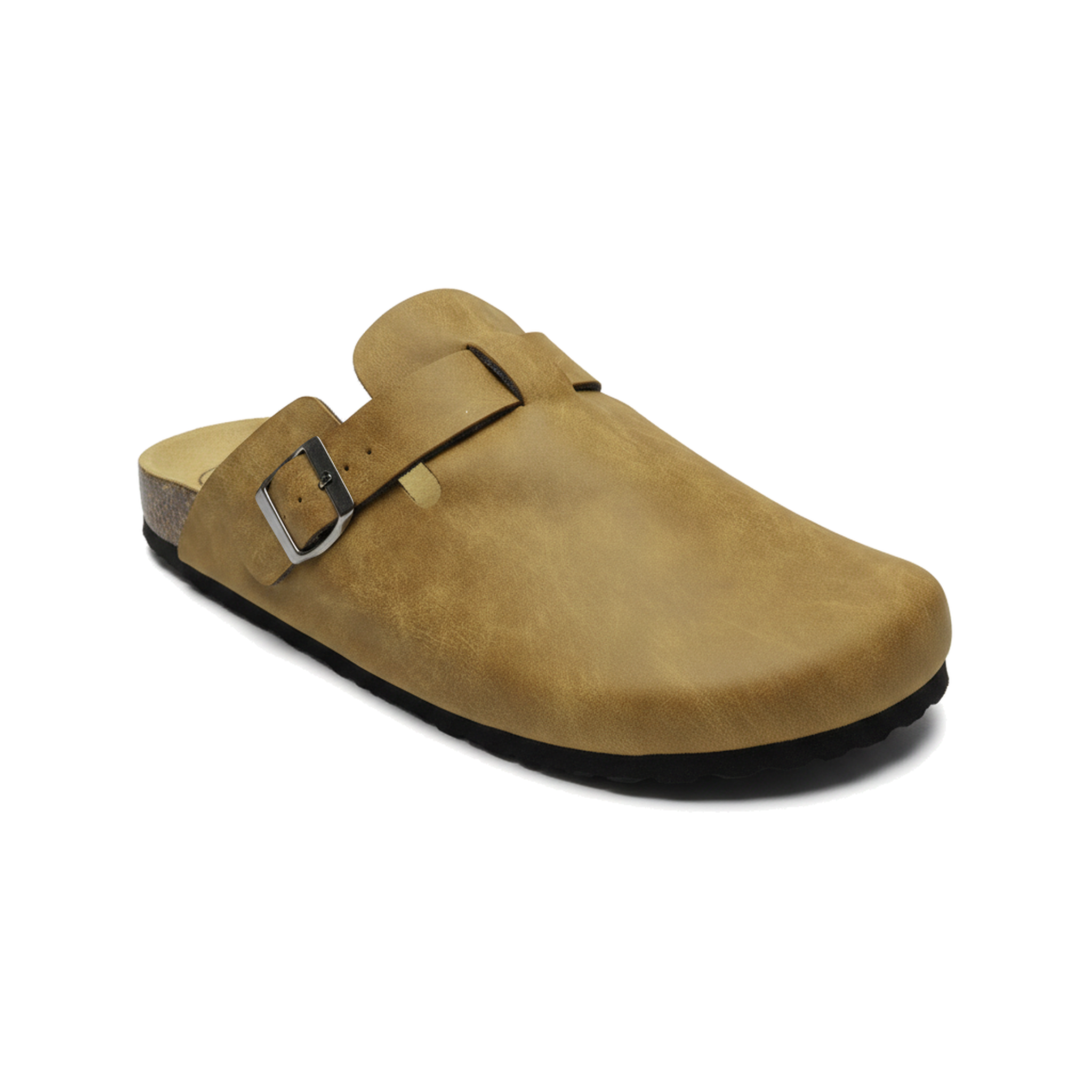 OZABI Ozabi sabots homme cuir synthétique boucle ajustable semelle liège. Coloris disponibles : Marron, Noir