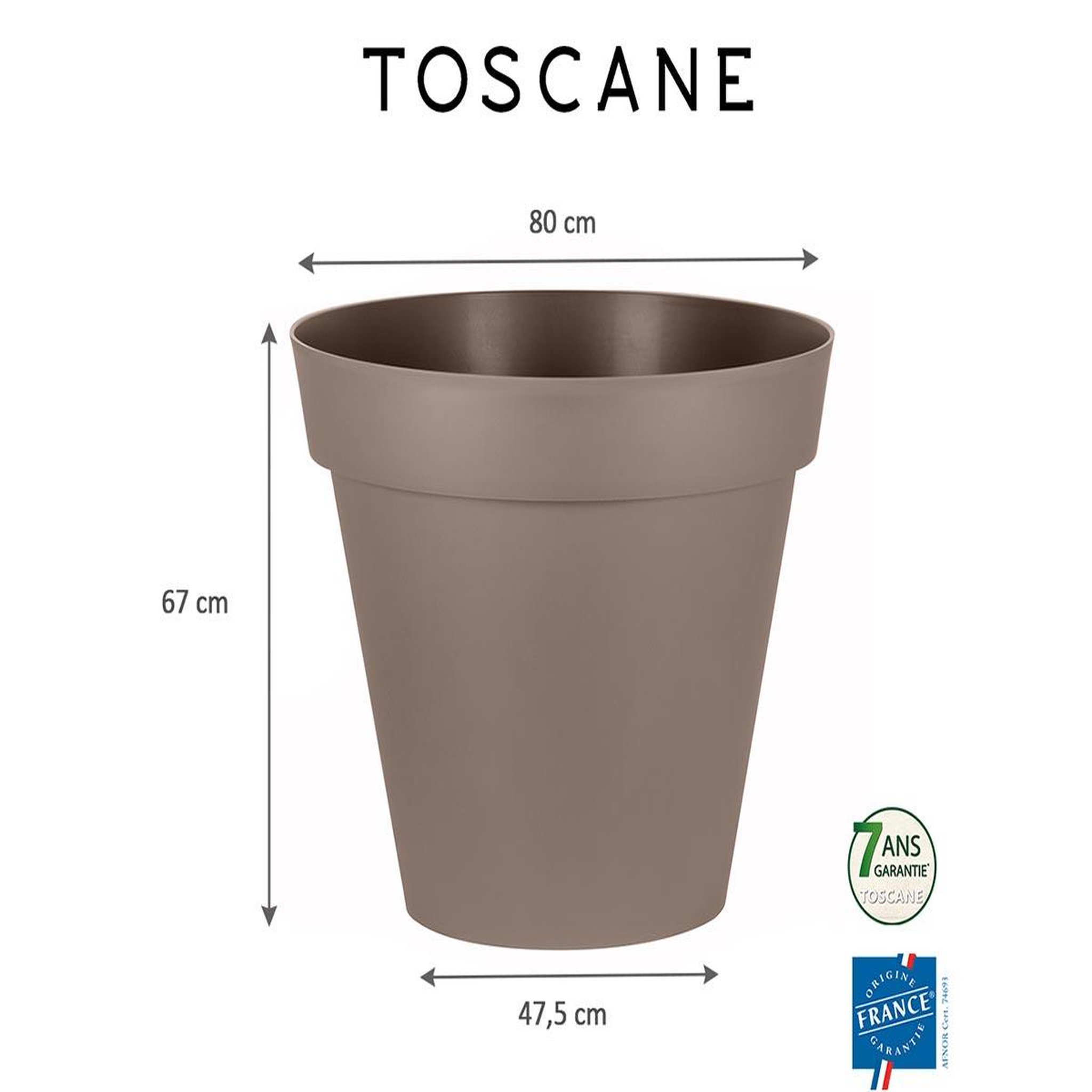 Voir la diapositive 2 : Eda Pot de fleur rond toscane ø 80 x h.66 cm - taupe - eda