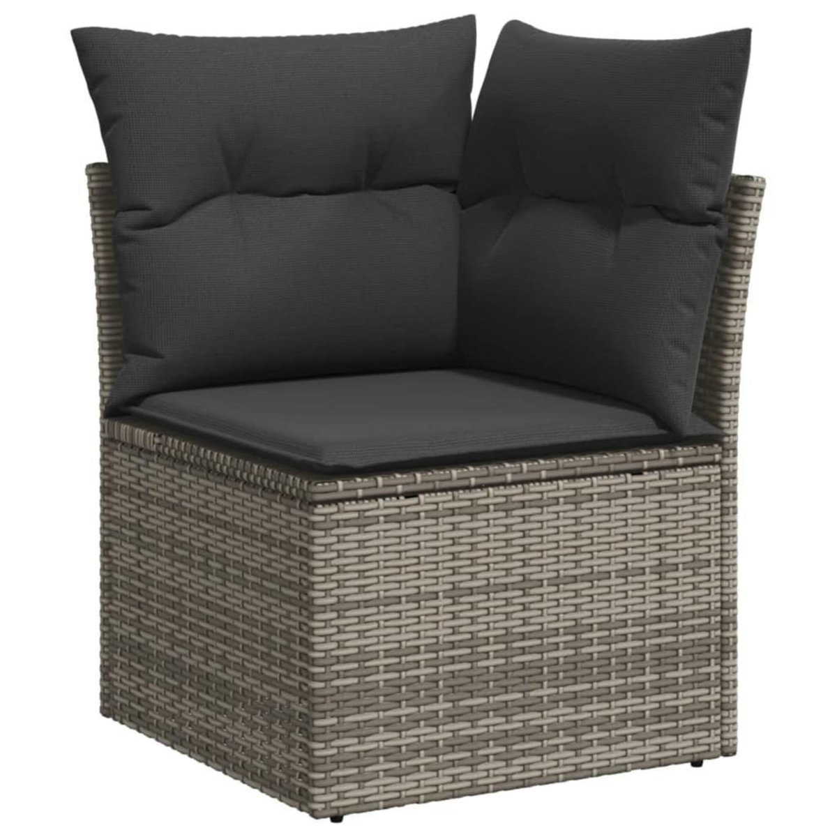 VIDAXL Salon de jardin avec coussins 12 pcs gris resine tressee