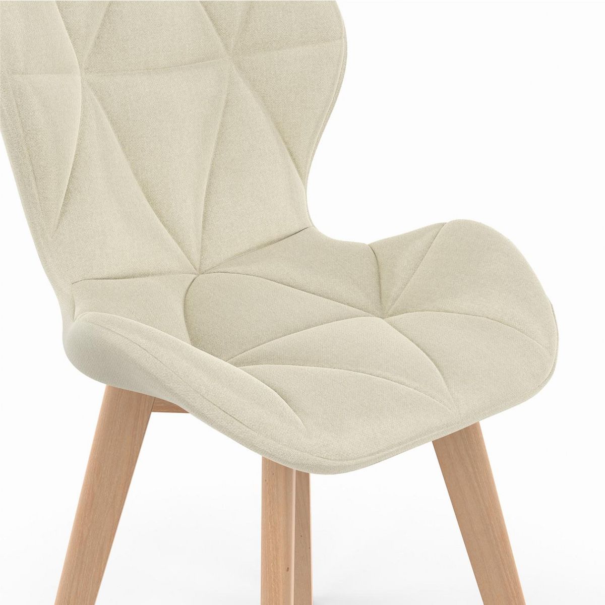 ID MARKET Lot de 4 chaises ROBINE en tissu beige pour salle à manger