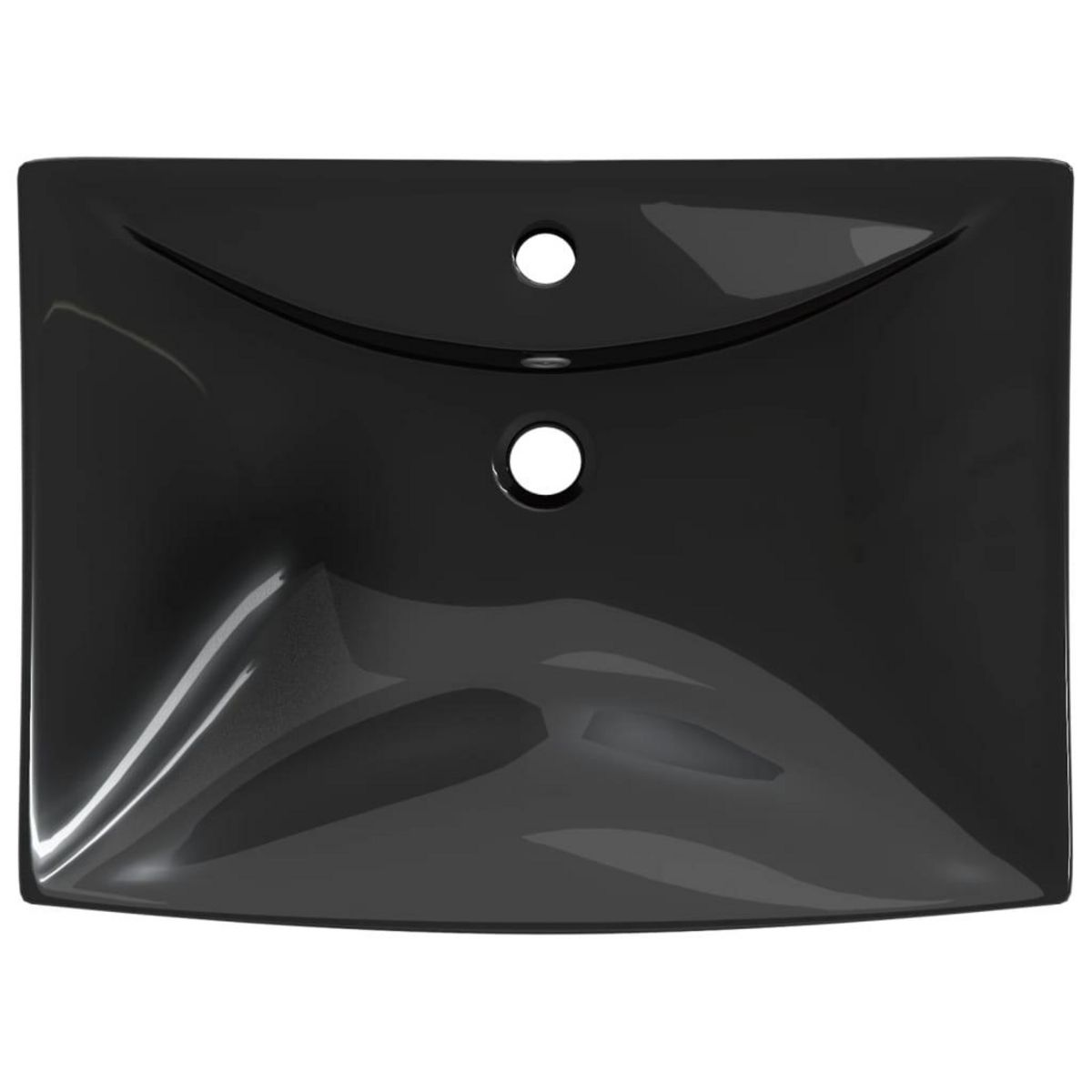 VIDAXL Lavabo rectangulaire en ceramique noir de luxe avec trop-plein et trou