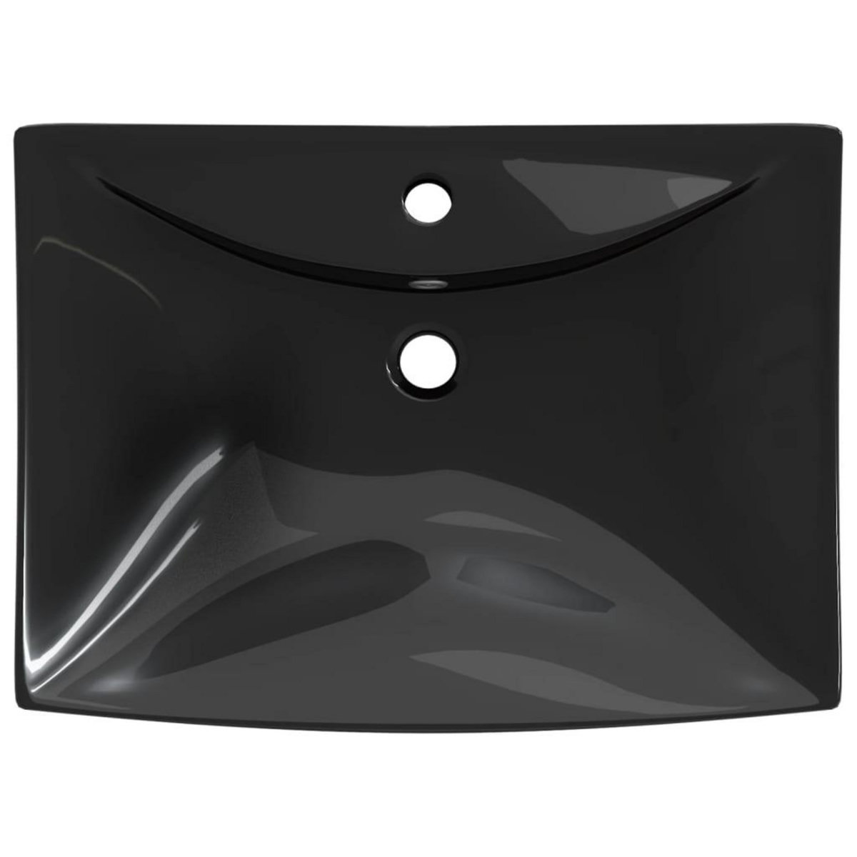 VIDAXL Lavabo rectangulaire en ceramique noir de luxe avec trop-plein et trou