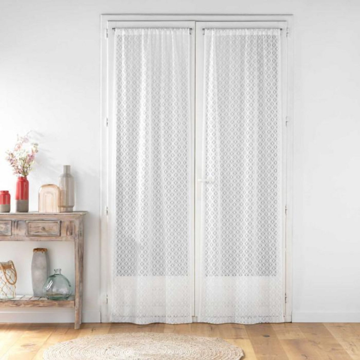 Paris Prix Paire de Voilages Maille  Odilia  70x240cm Blanc