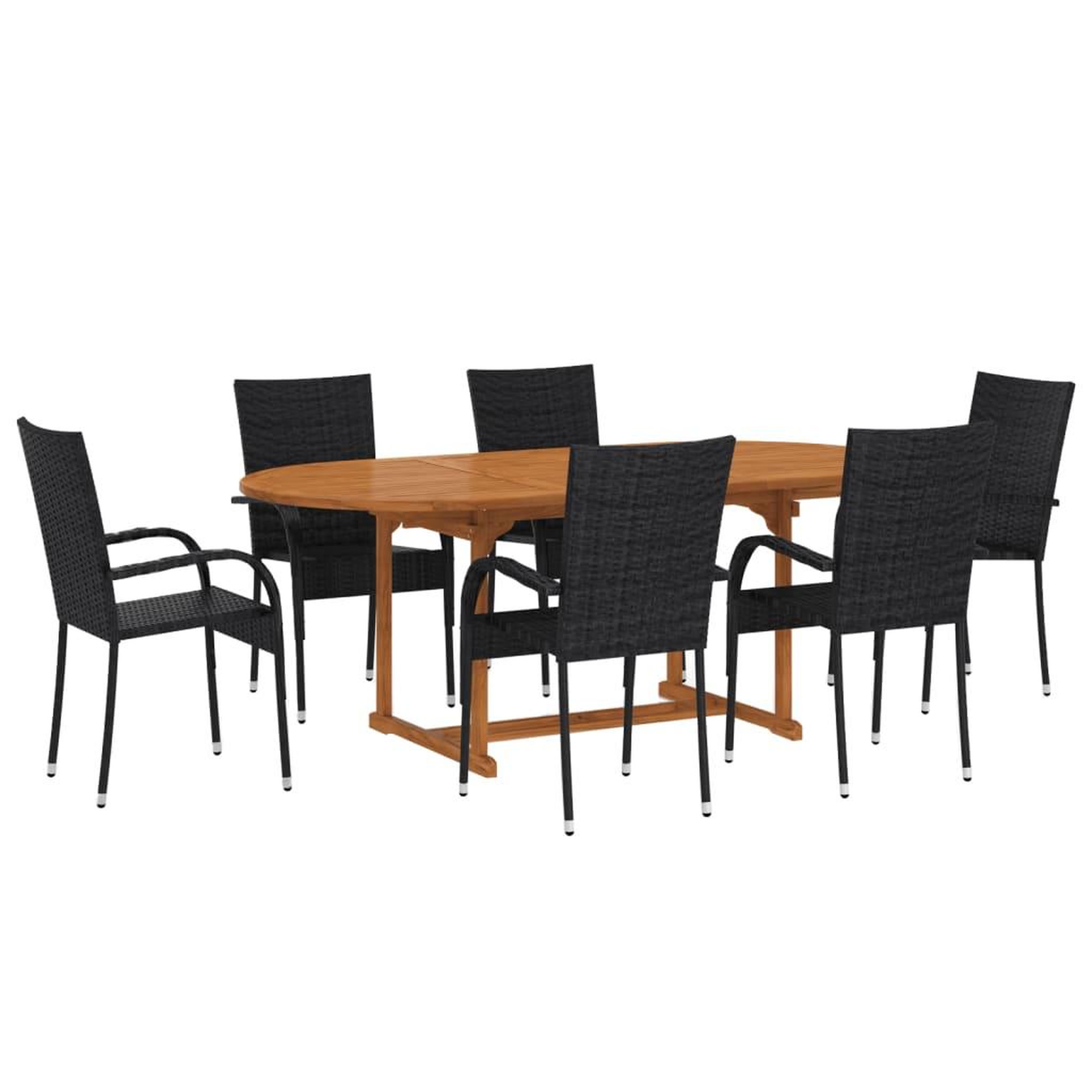 Voir la diapositive 2 : VIDAXL Ensemble a manger de jardin 7 pcs Resine tressee Noir