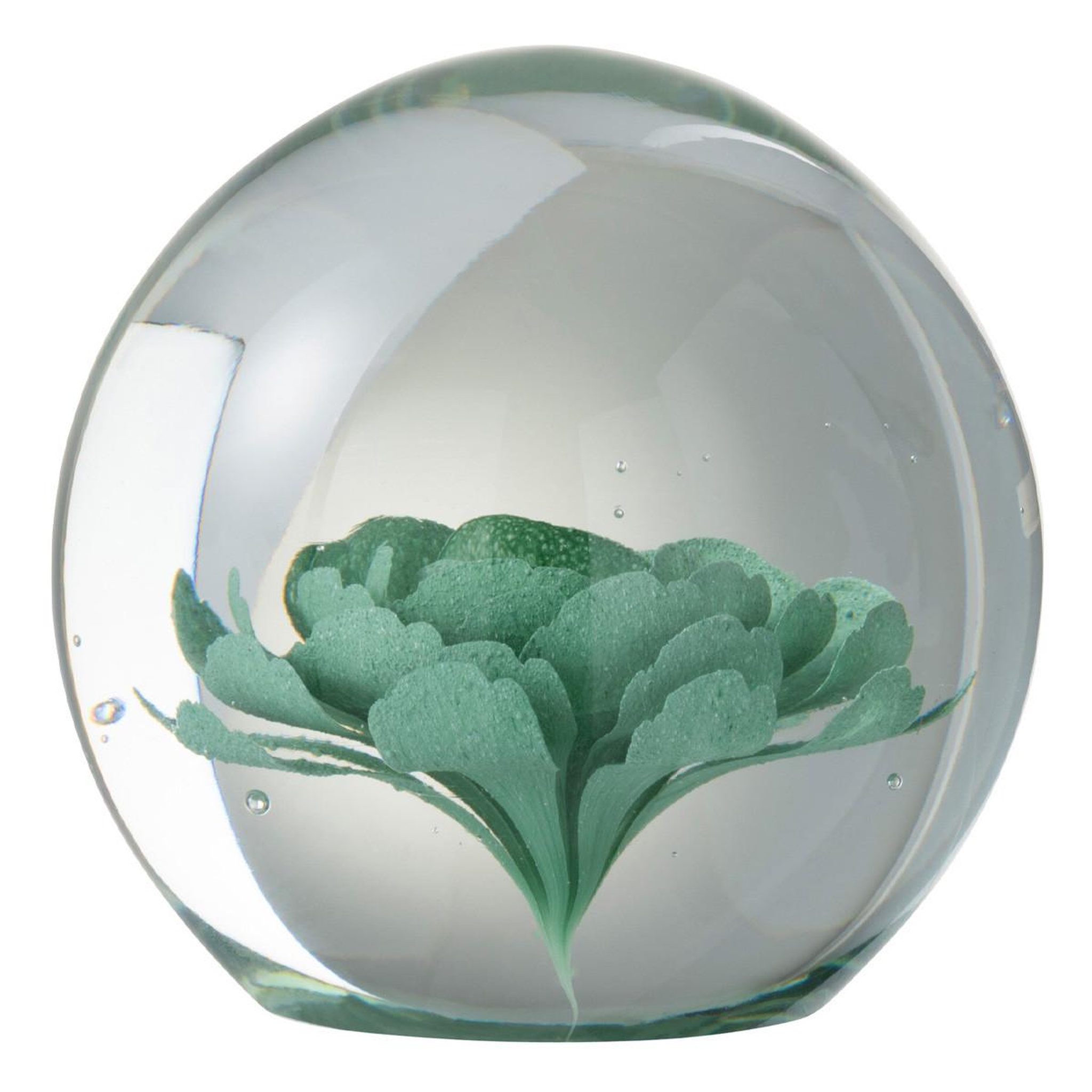 J-LINE Presse-papier en verre  fleurs  12cm menthe