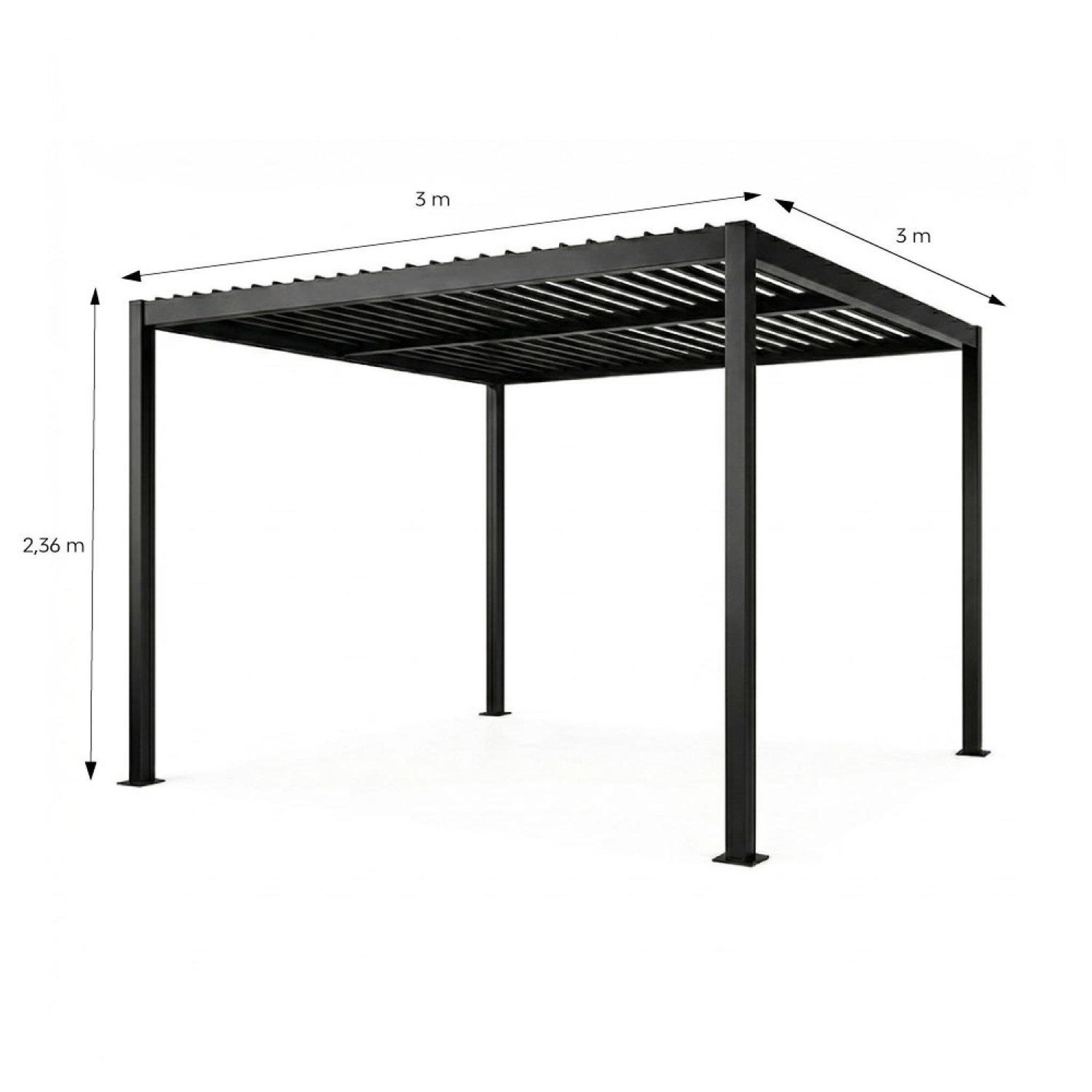 Voir la diapositive 3 : CONCEPT USINE Pergola bioclimatique structure et lames orientables en aluminium 3x3m rhodes
