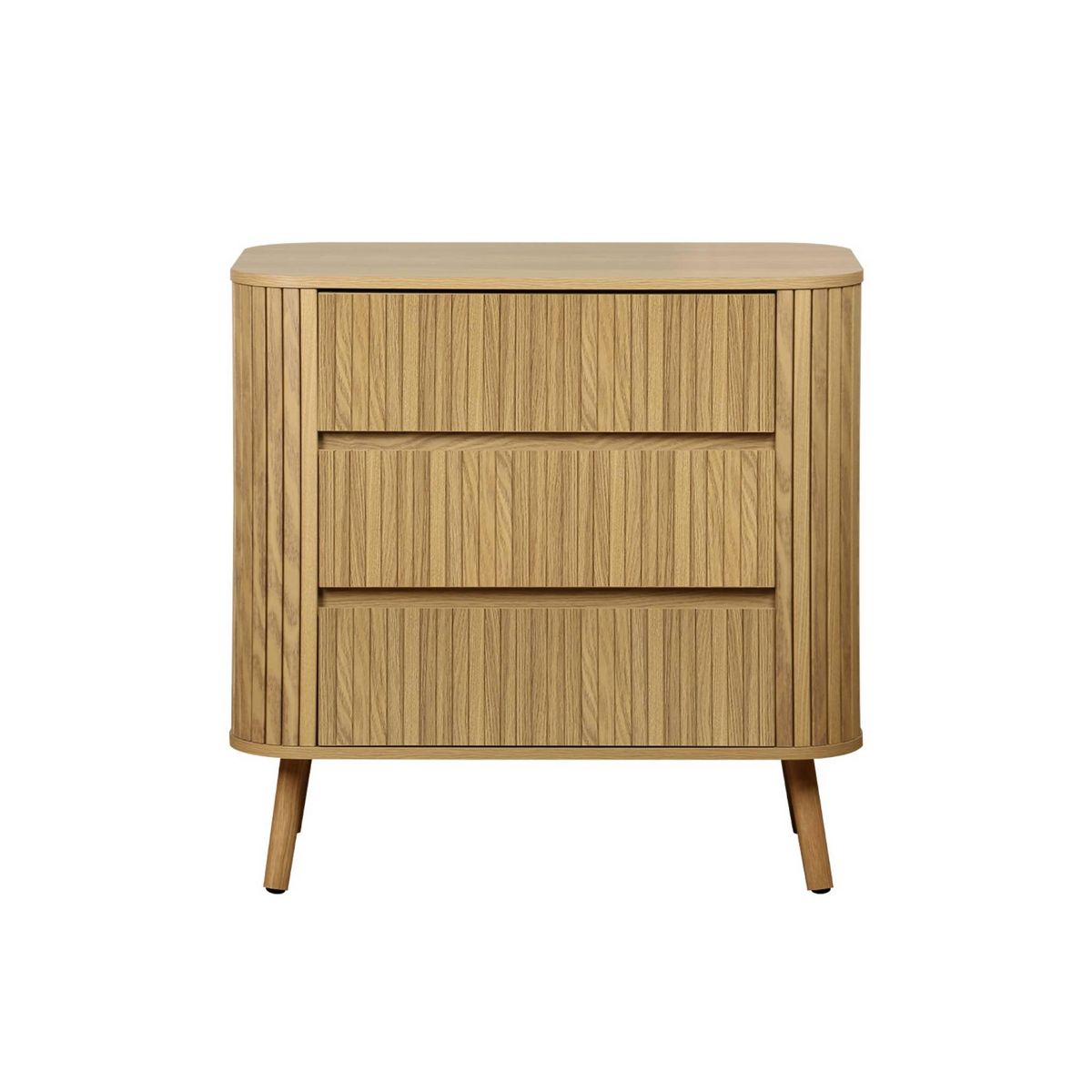 SWEEEK Commode 3 tiroirs. décor strié naturel. L 80x P 45  H 80cm