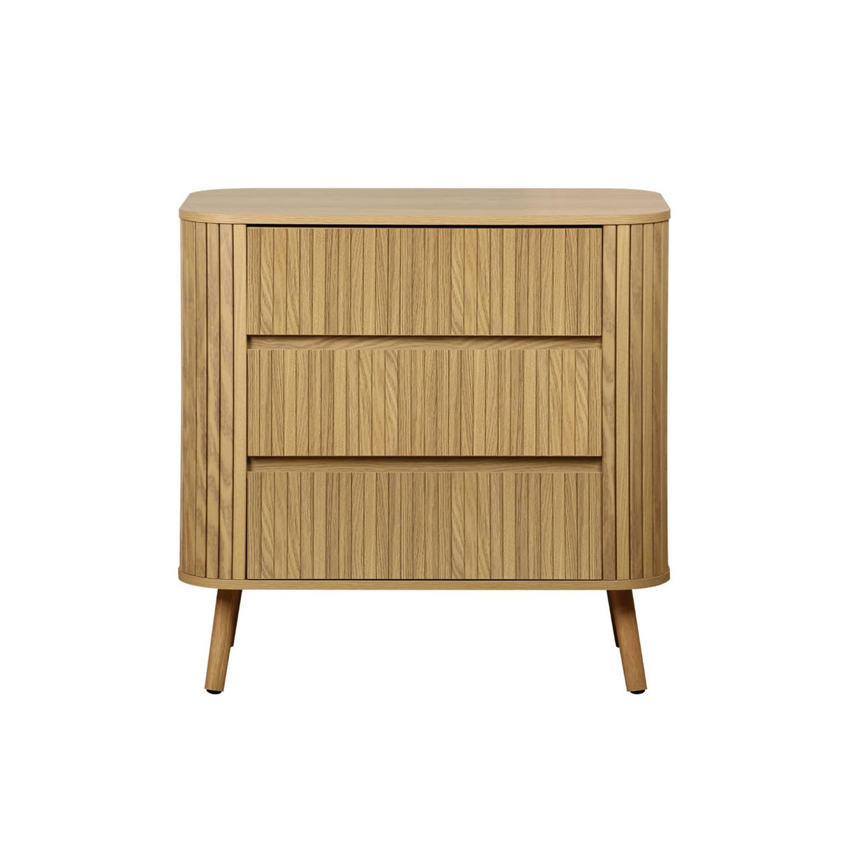 SWEEEK Commode 3 tiroirs. décor strié naturel. L 80x P 45  H 80cm