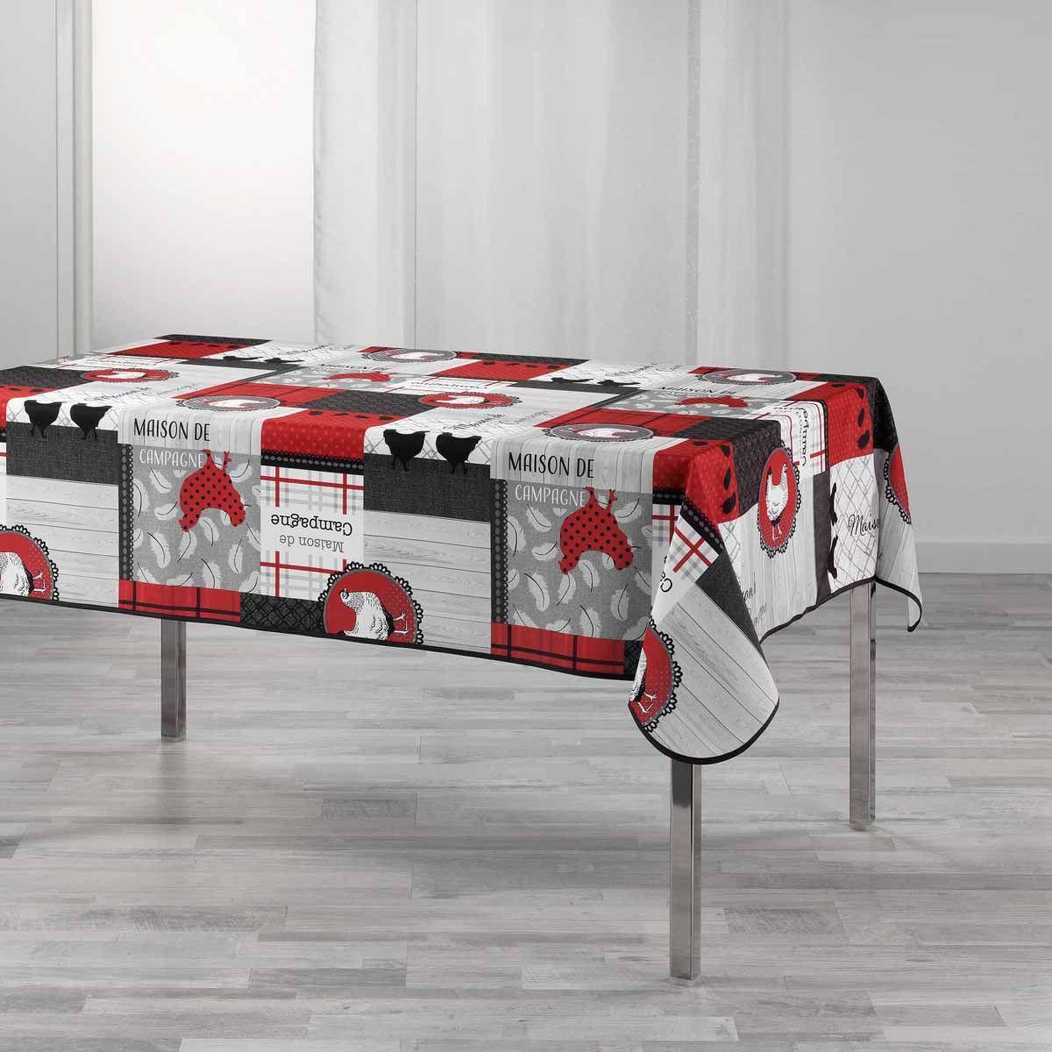 Douceur d'Intérieur Nappe imprimée  auberge  150x240cm rouge