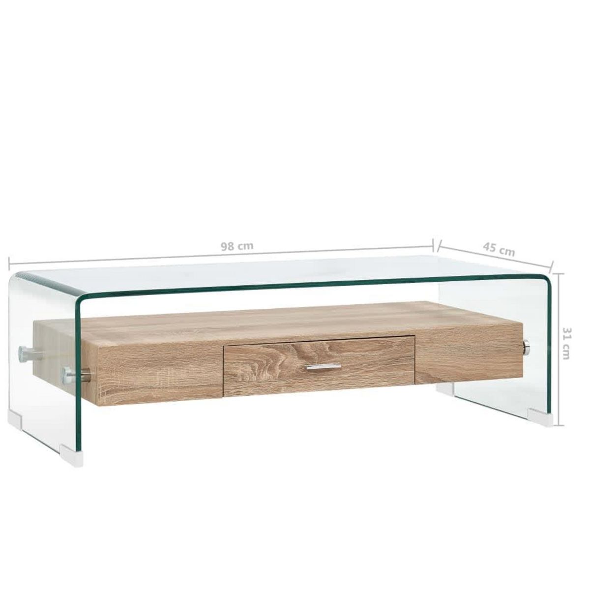 VIDAXL Table basse Clair 98x45x31 cm Verre trempe
