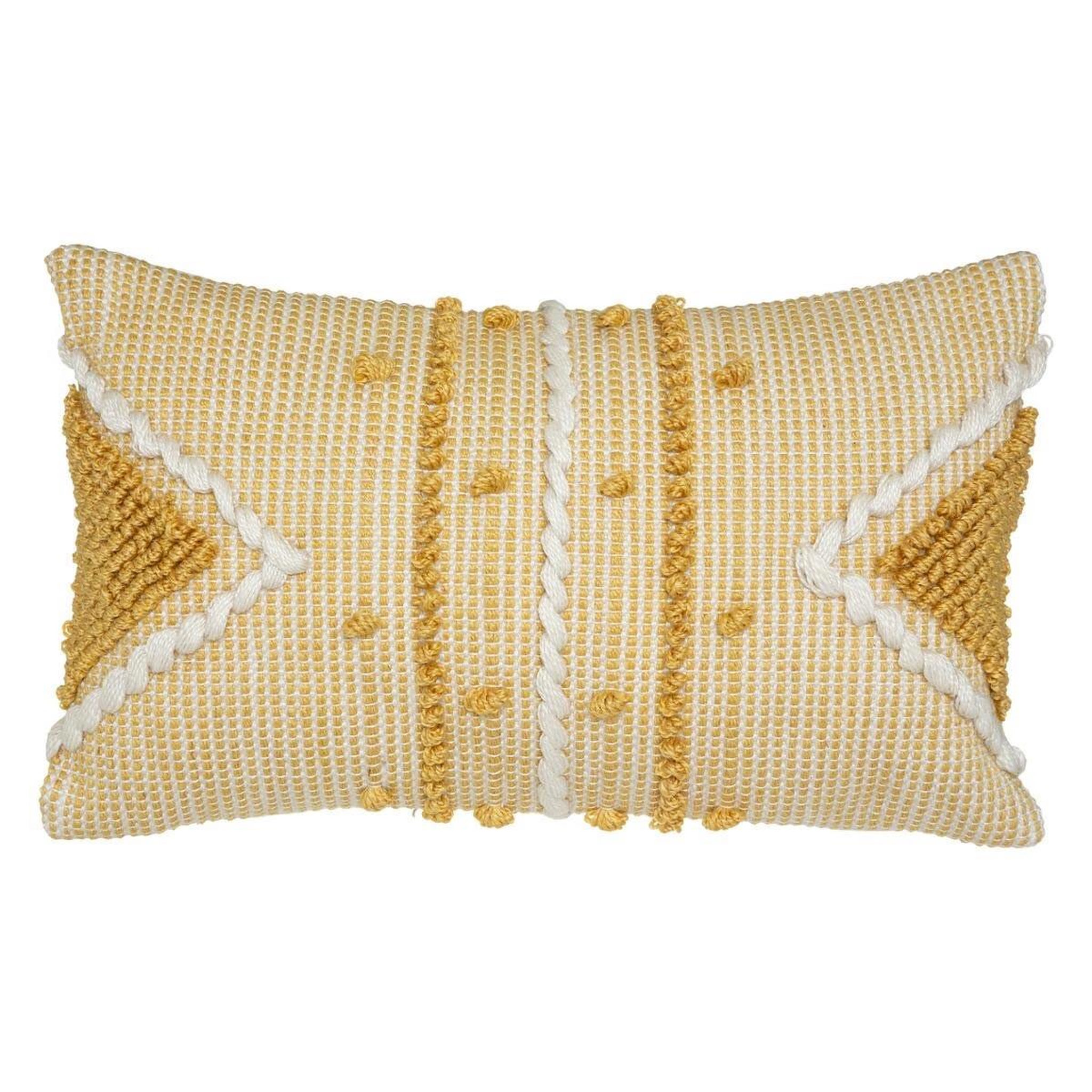 ATMOSPHERA Coussin déco à pompons  row  30x50cm ocre