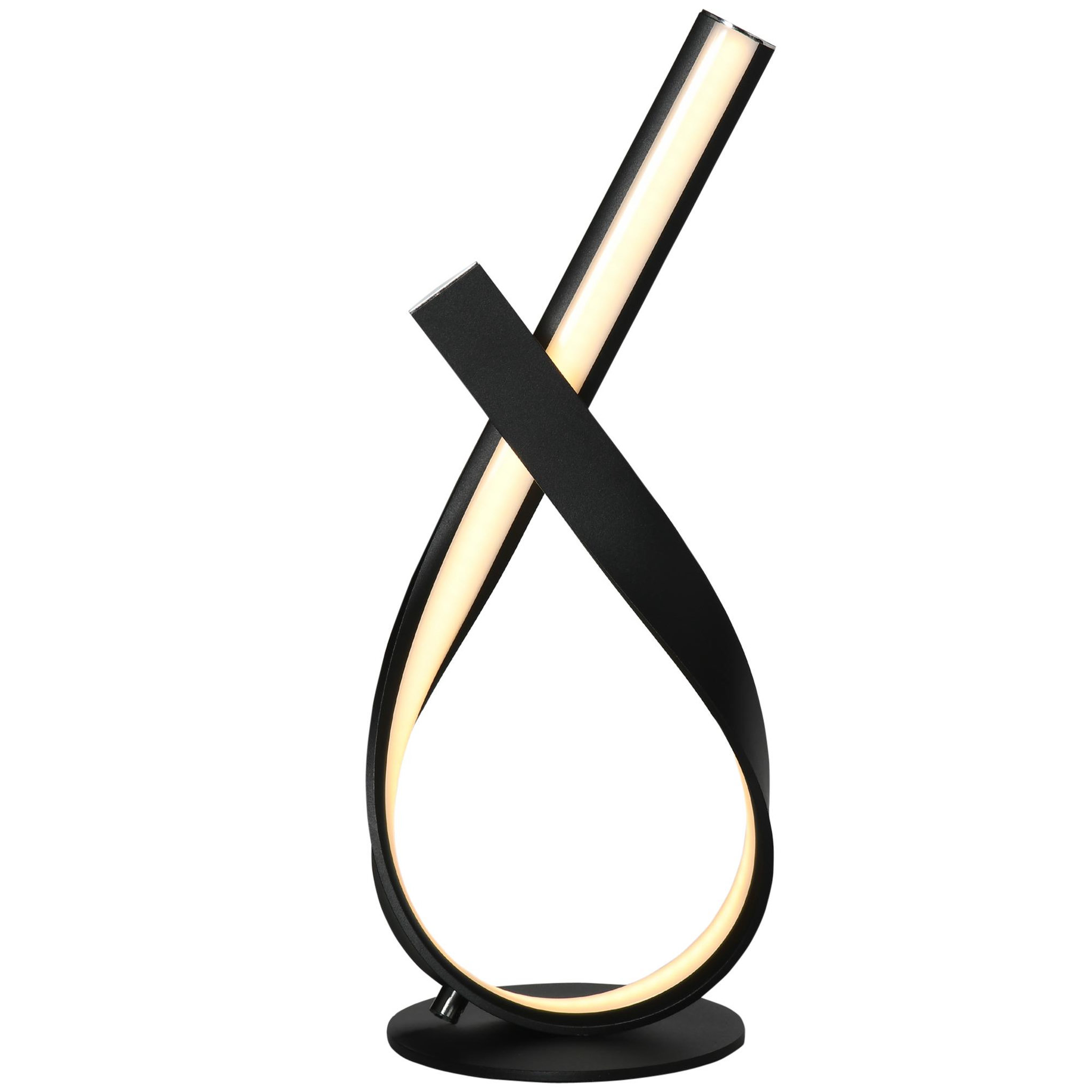 HOMCOM Lampe à poser design contemporain - lampe de table design spirale - dim. 21l x 15l x 43h cm - alu. Noir led blanc chaud