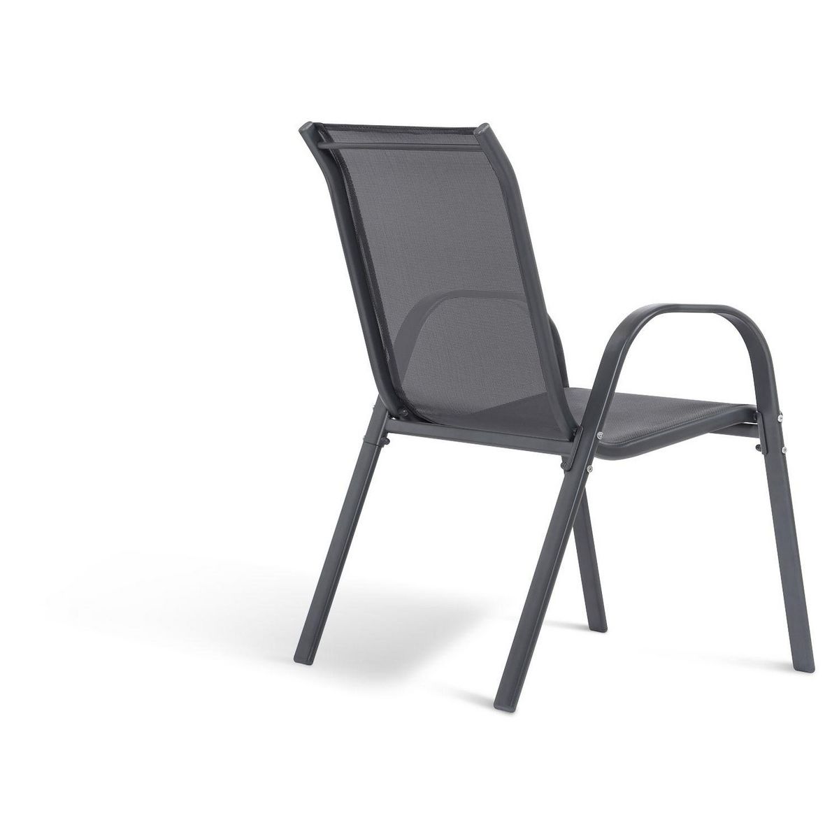 Inkazen Lot de 4 chaises de jardin empilables - Acier/Polyester - Anthracite