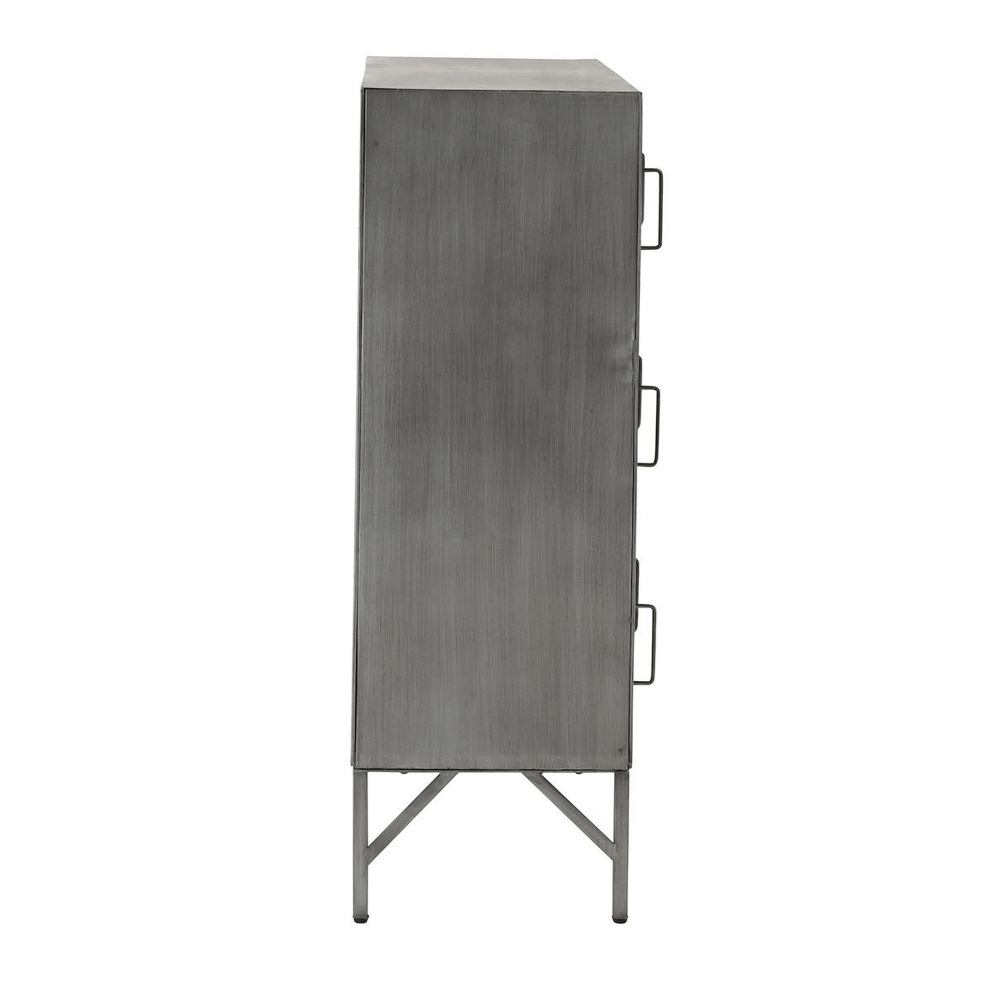 Voir la diapositive 2 : J-LINE Commode 9 portes en métal  popa  113cm argent
