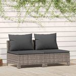 VIDAXL Canape de jardin 2 places avec coussins Gris Resine tressee