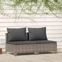Voir la diapositive 1 : VIDAXL Canape de jardin 2 places avec coussins Gris Resine tressee