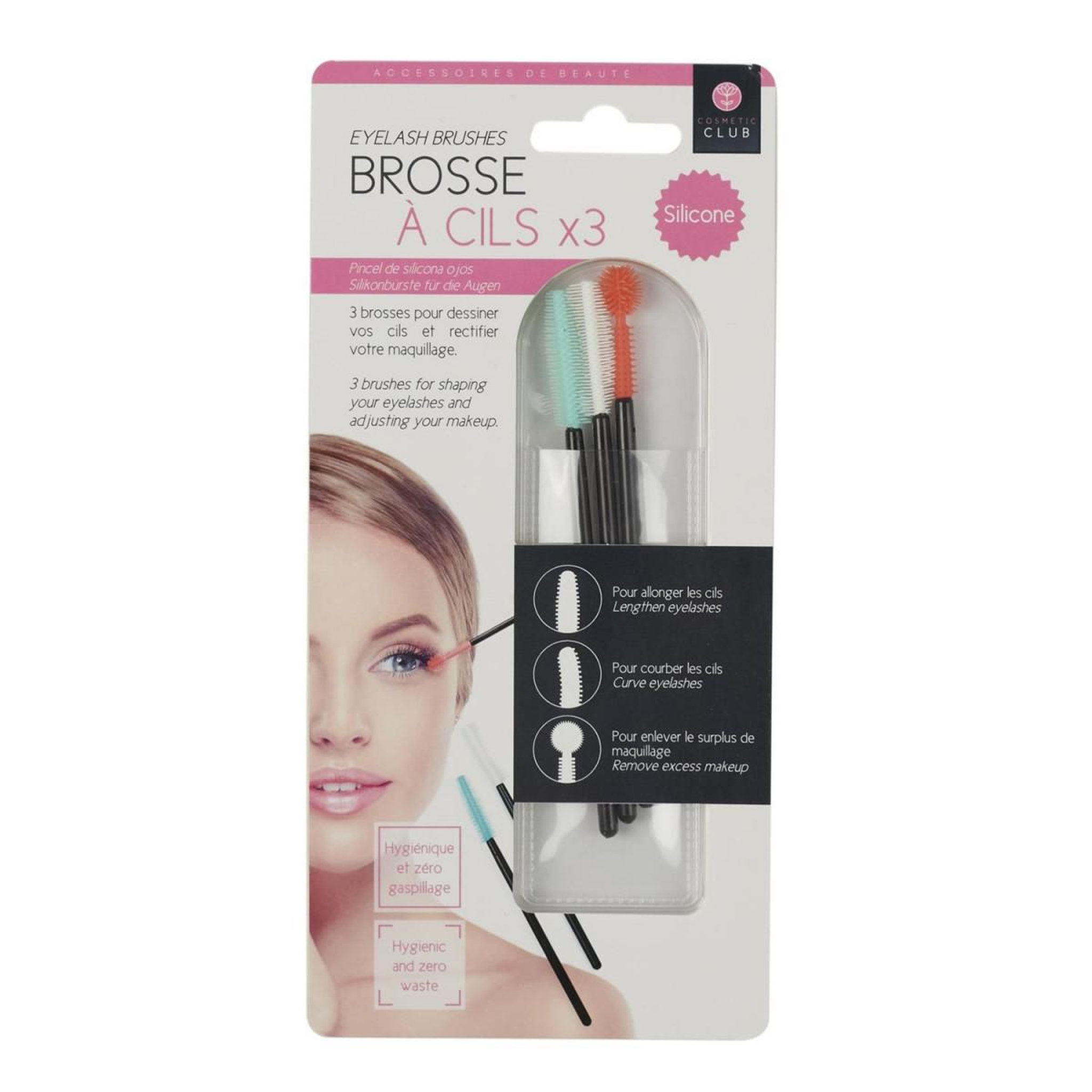 Voir la diapositive 3 : Cosmetic Club Lot de 3 brosses à cils  cosmetic  19cm noir