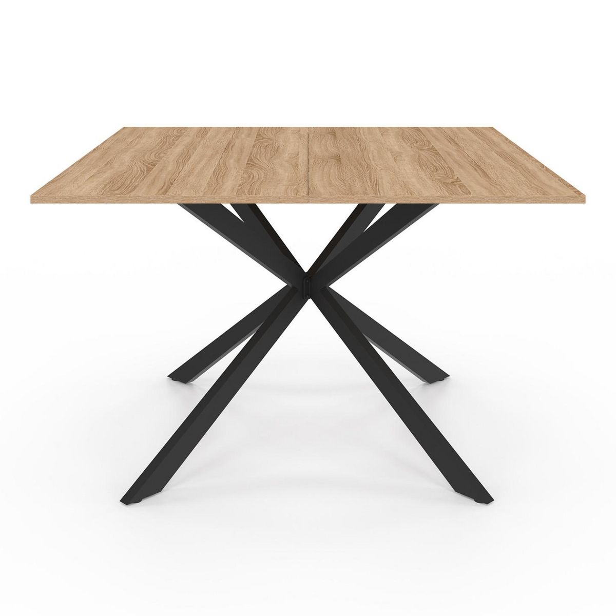 ID MARKET Table à manger carrée ALIX 8 personnes pied araignée bois et noir 120 cm