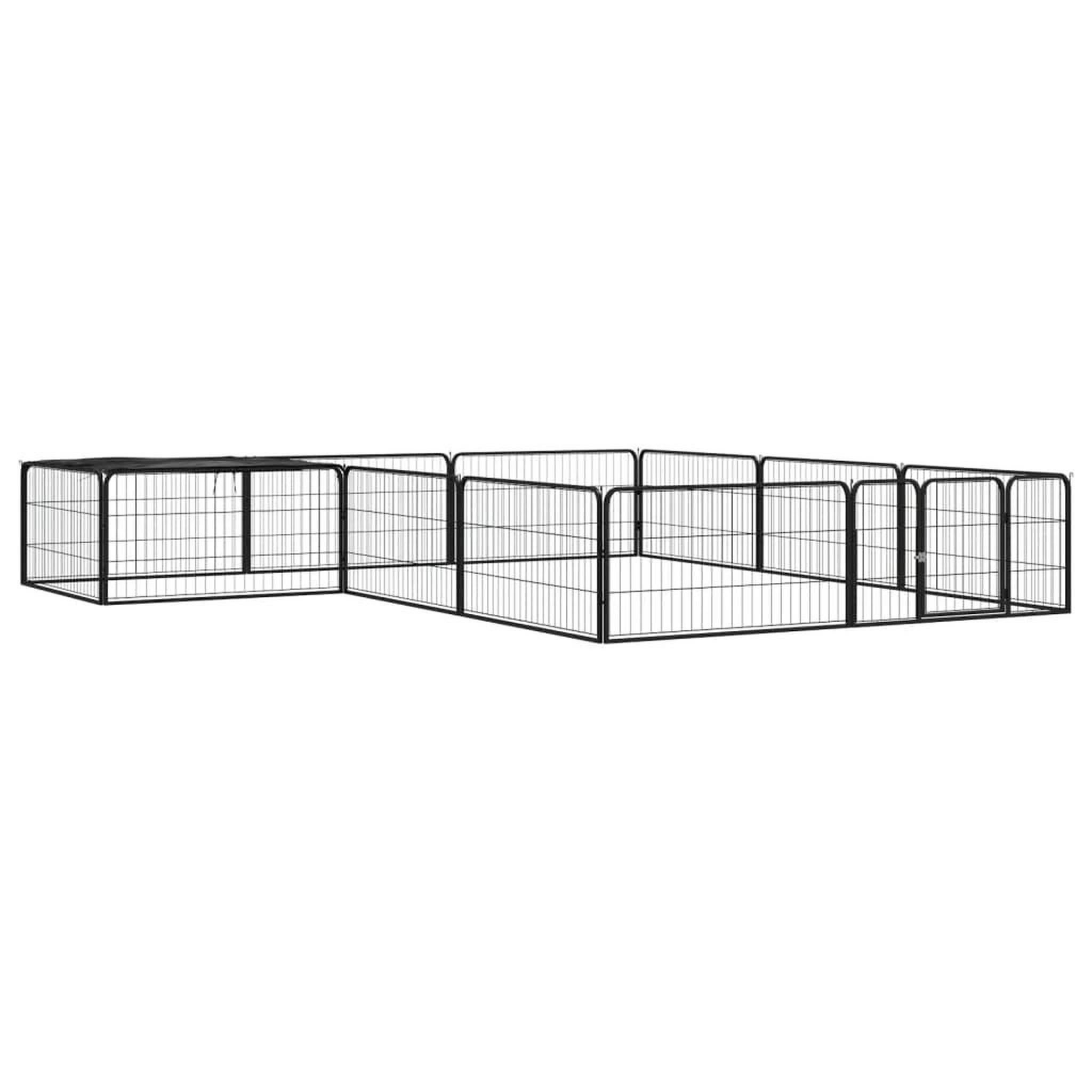 VIDAXL Parc pour chien 12panneaux Noir 100x50cm Acier enduit de poudre