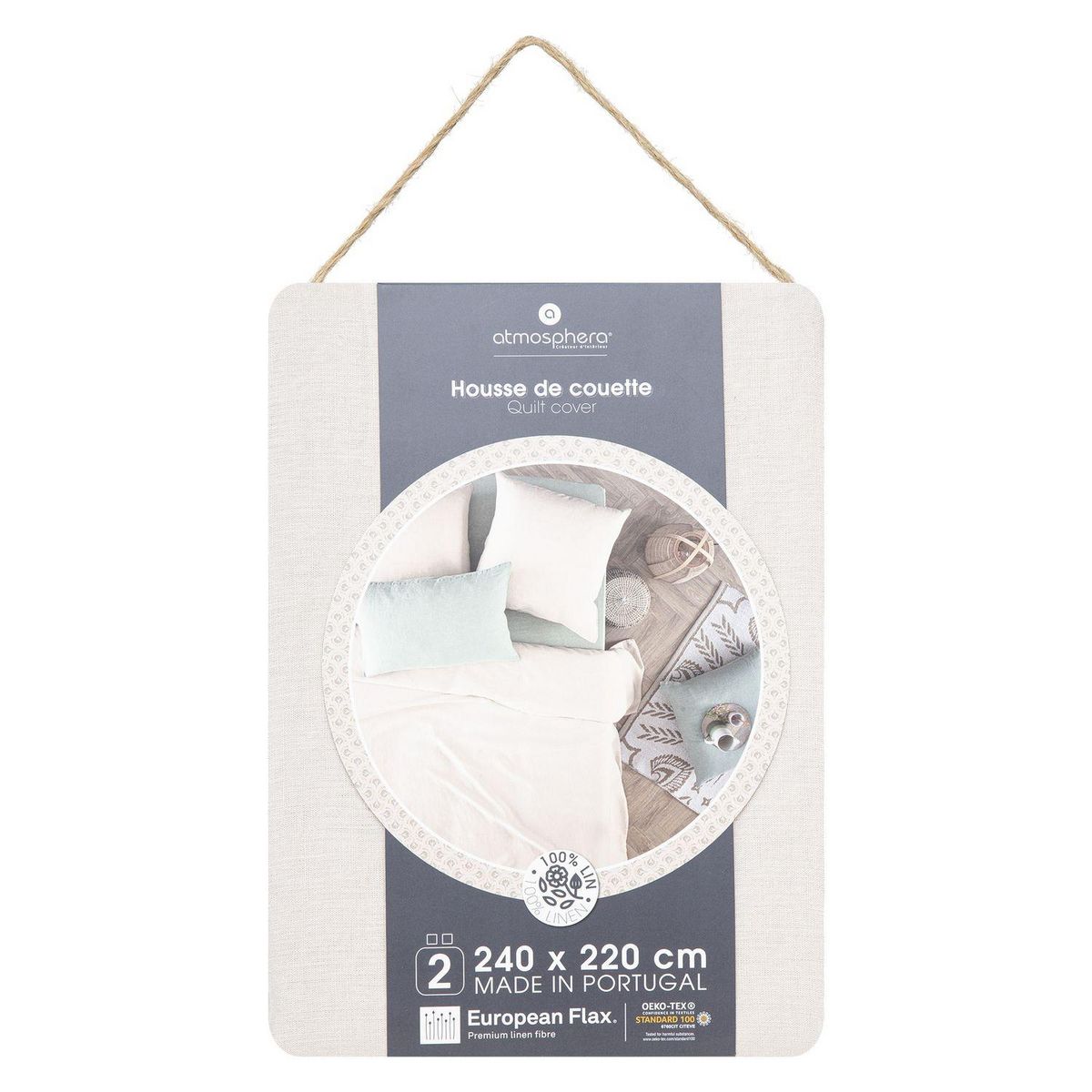 ATMOSPHERA Housse de couette 2 places Morning Sunshine 100% Lin