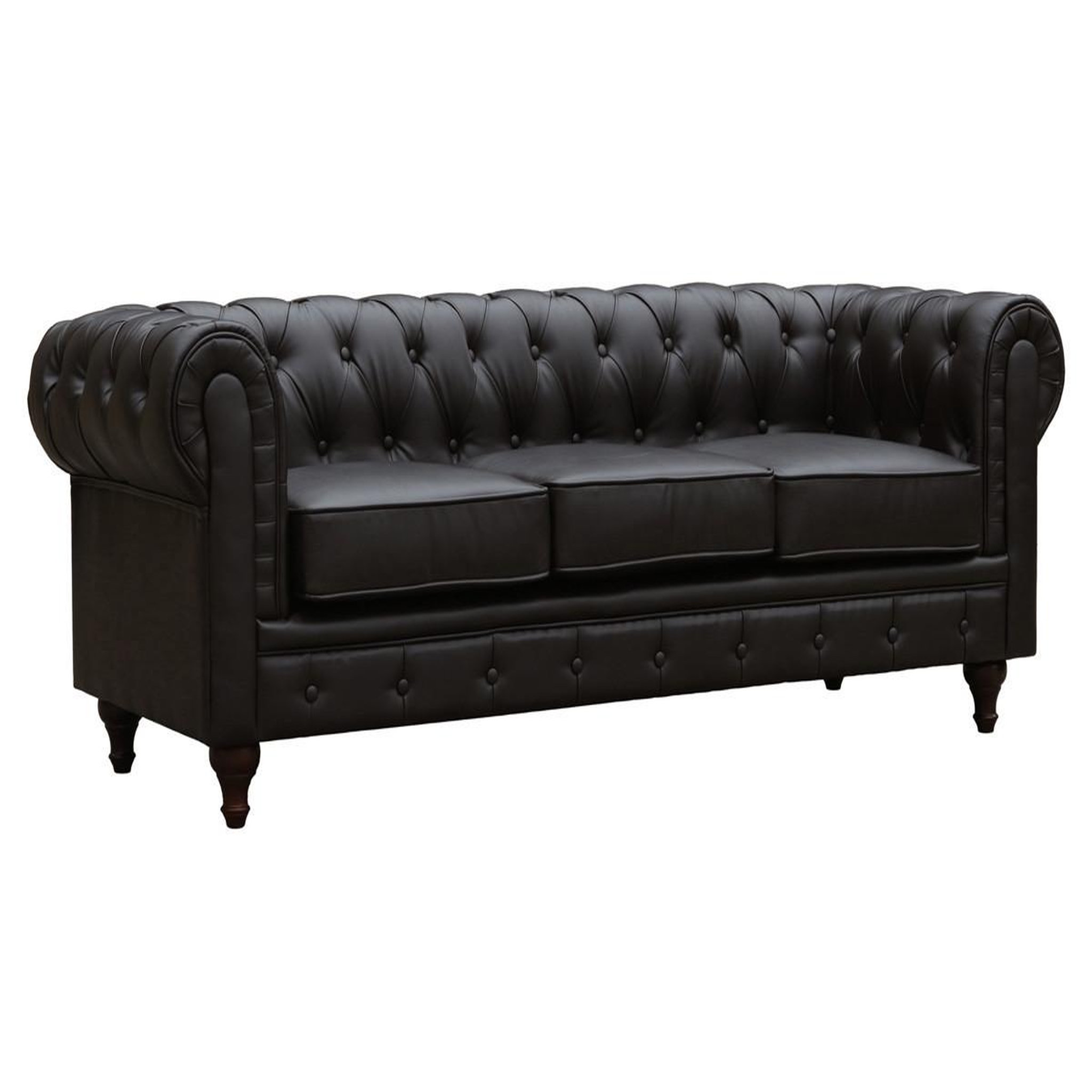 Habitat et Jardin Canapé fixe chesterfield  aliza  - 204 x 80 x 58 cm - 3 places - marron