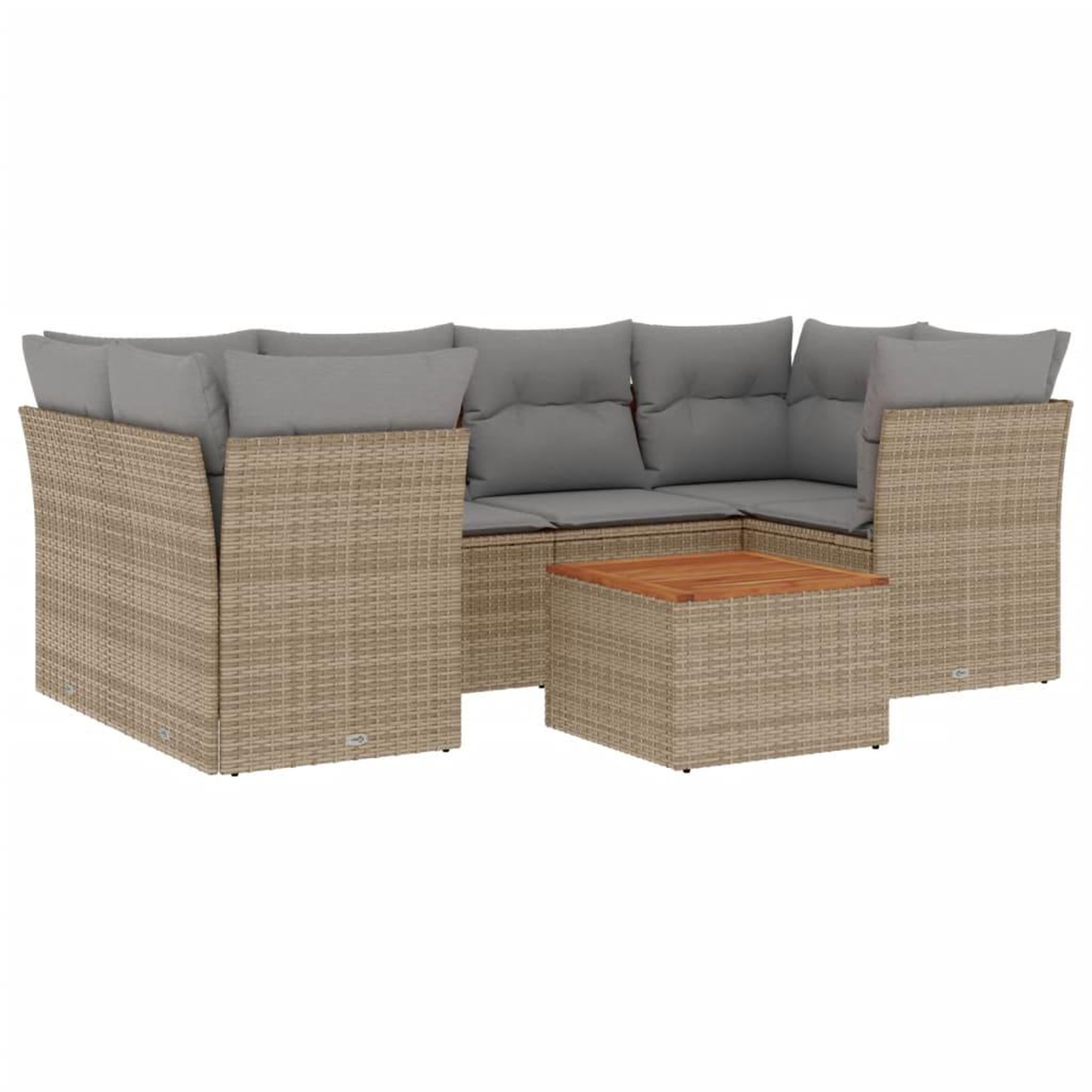 Voir la diapositive 2 : VIDAXL Salon de jardin avec coussins 7 pcs beige resine tressee