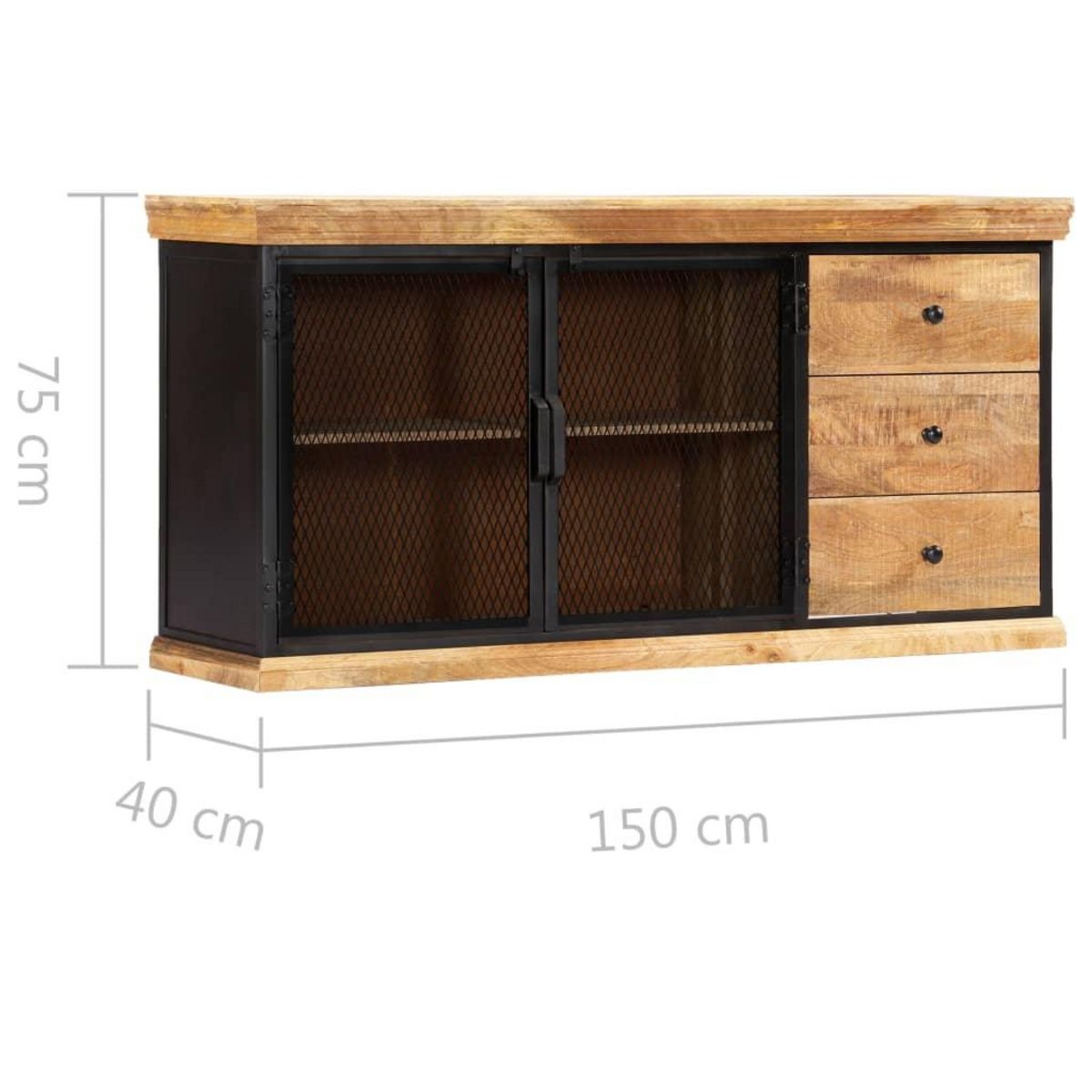 VIDAXL Buffet 150x40x75 cm Bois de manguier solide