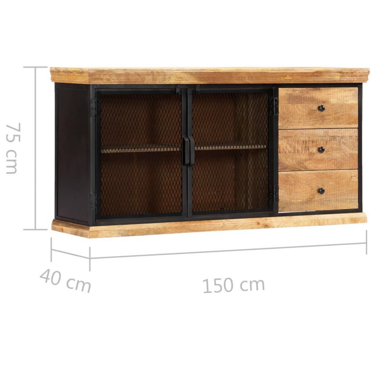 VIDAXL Buffet 150x40x75 cm Bois de manguier solide