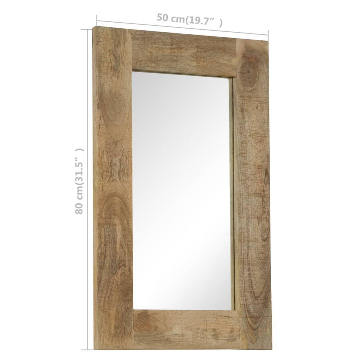 VIDAXL Miroir Bois de manguier massif 50 x 80 cm