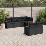 VIDAXL Salon de jardin 7 pcs avec coussins noir resine tressee
