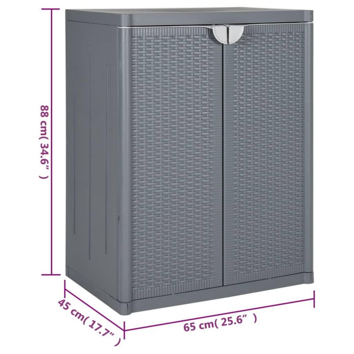 VIDAXL Armoire de rangement de jardin gris 65x45x88 cm PP rotin