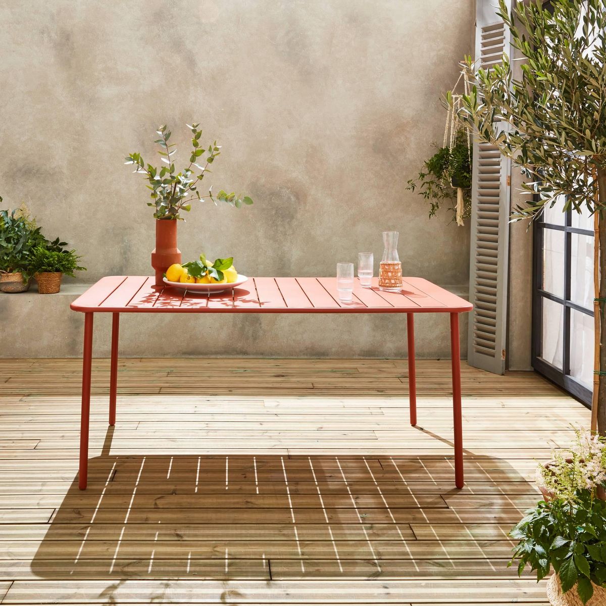 SWEEEK Table de jardin métal 6-8 places, Amelia 160x90xH72.5cm