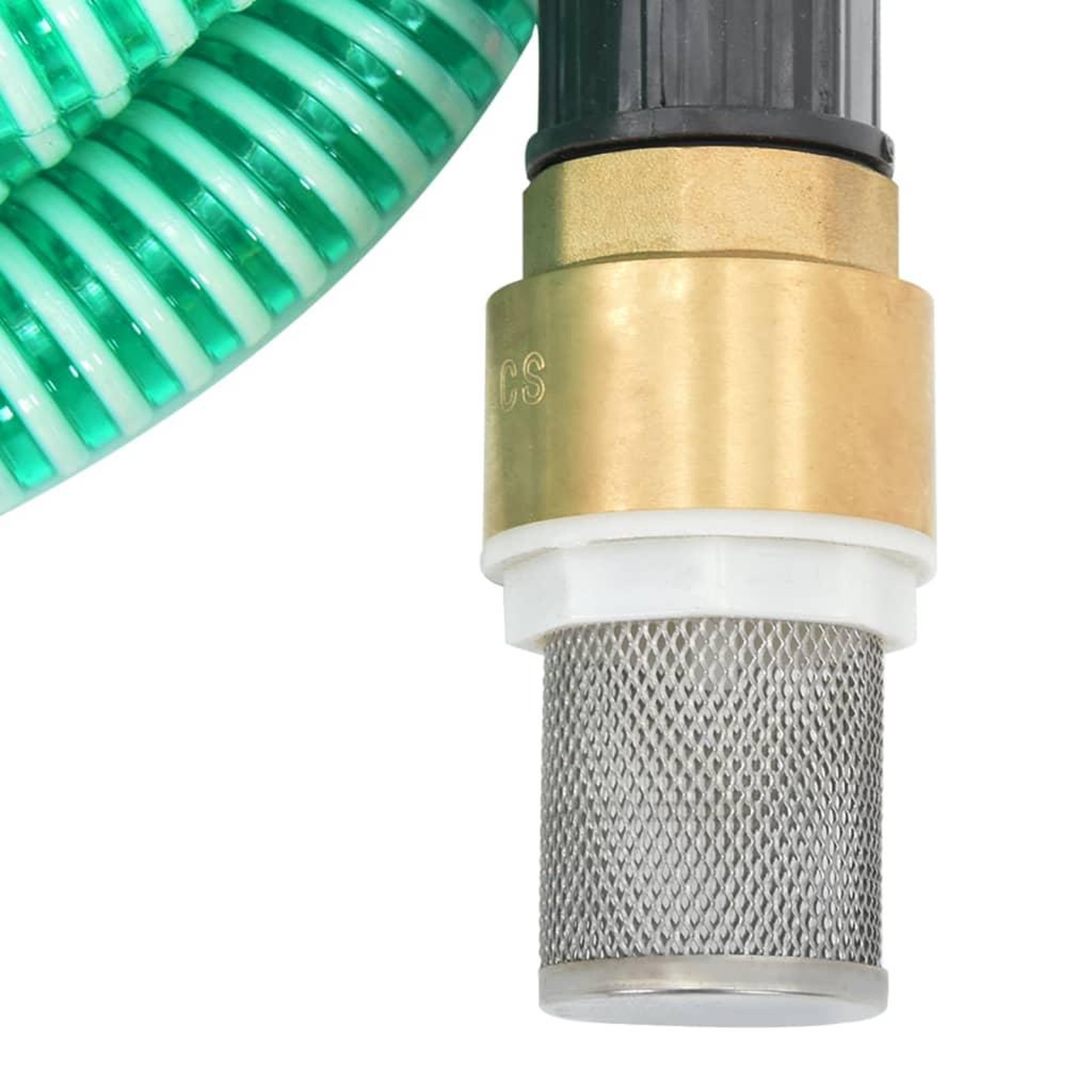 Voir la diapositive 5 : VIDAXL Tuyau d'aspiration avec raccords en laiton vert 1,1  25 m PVC