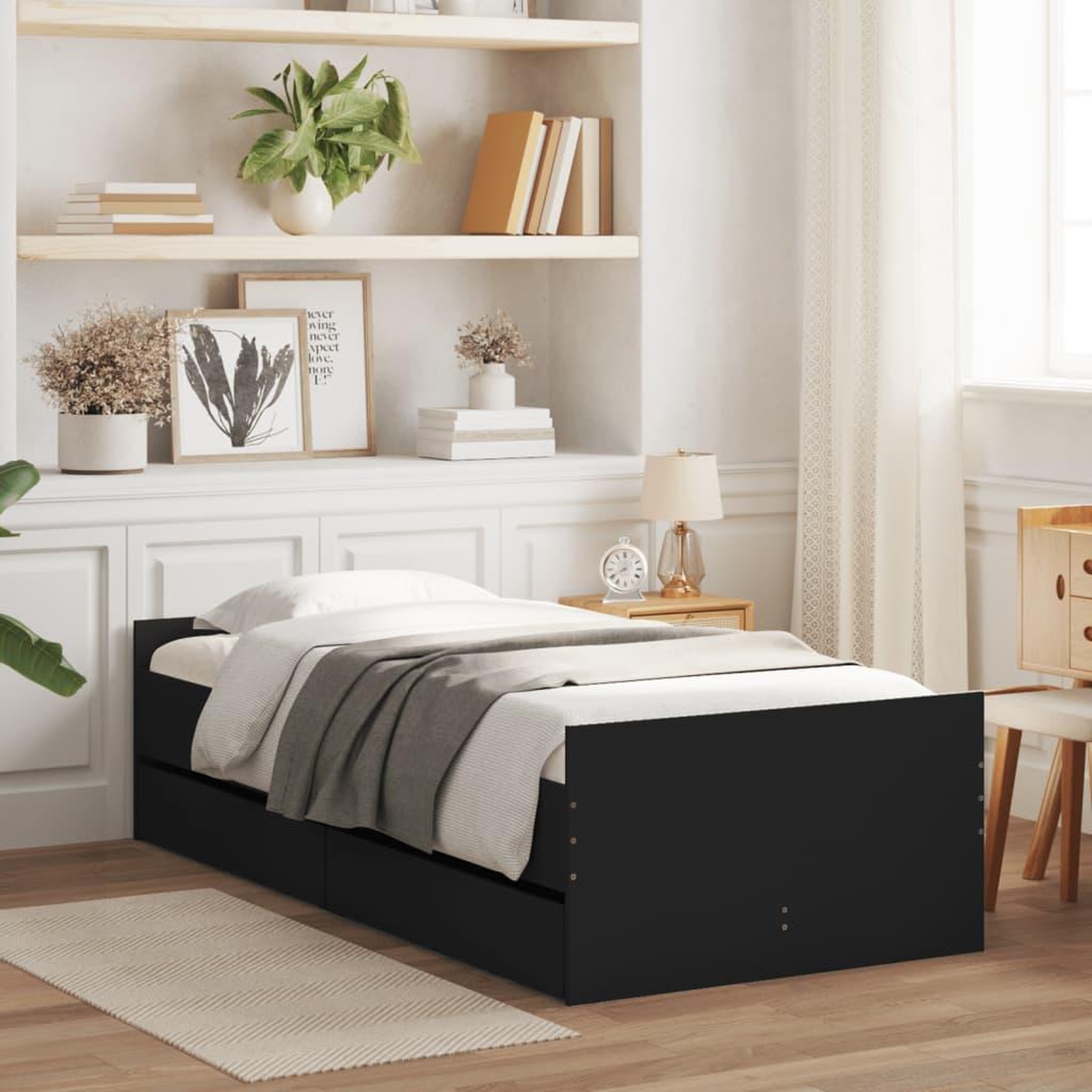 VIDAXL Cadre de lit sans matelas noir 75x190 cm