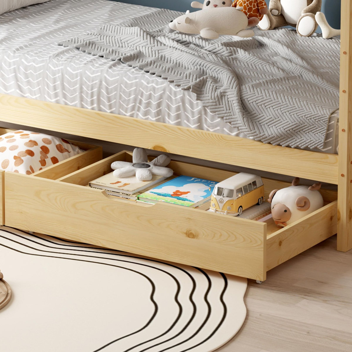 MINEA MINEA | Lit cabane avec tiroir BAMBINO 90x190 cm (matelas non inclus)