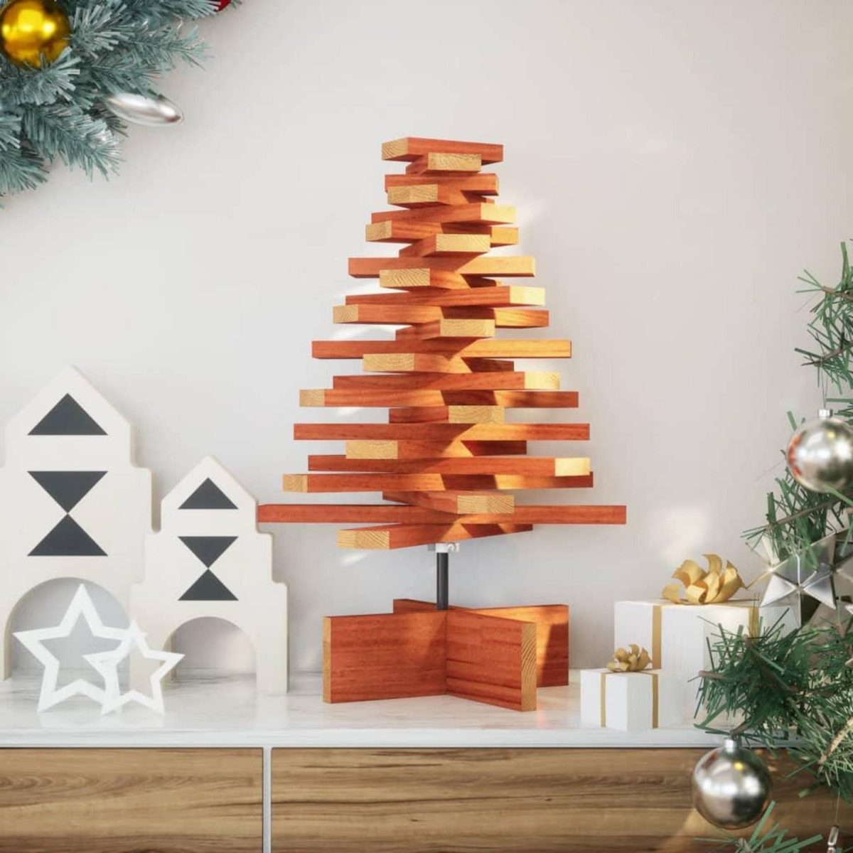VIDAXL Arbre de Noël en bois pour decoration 60 cm bois de pin massif