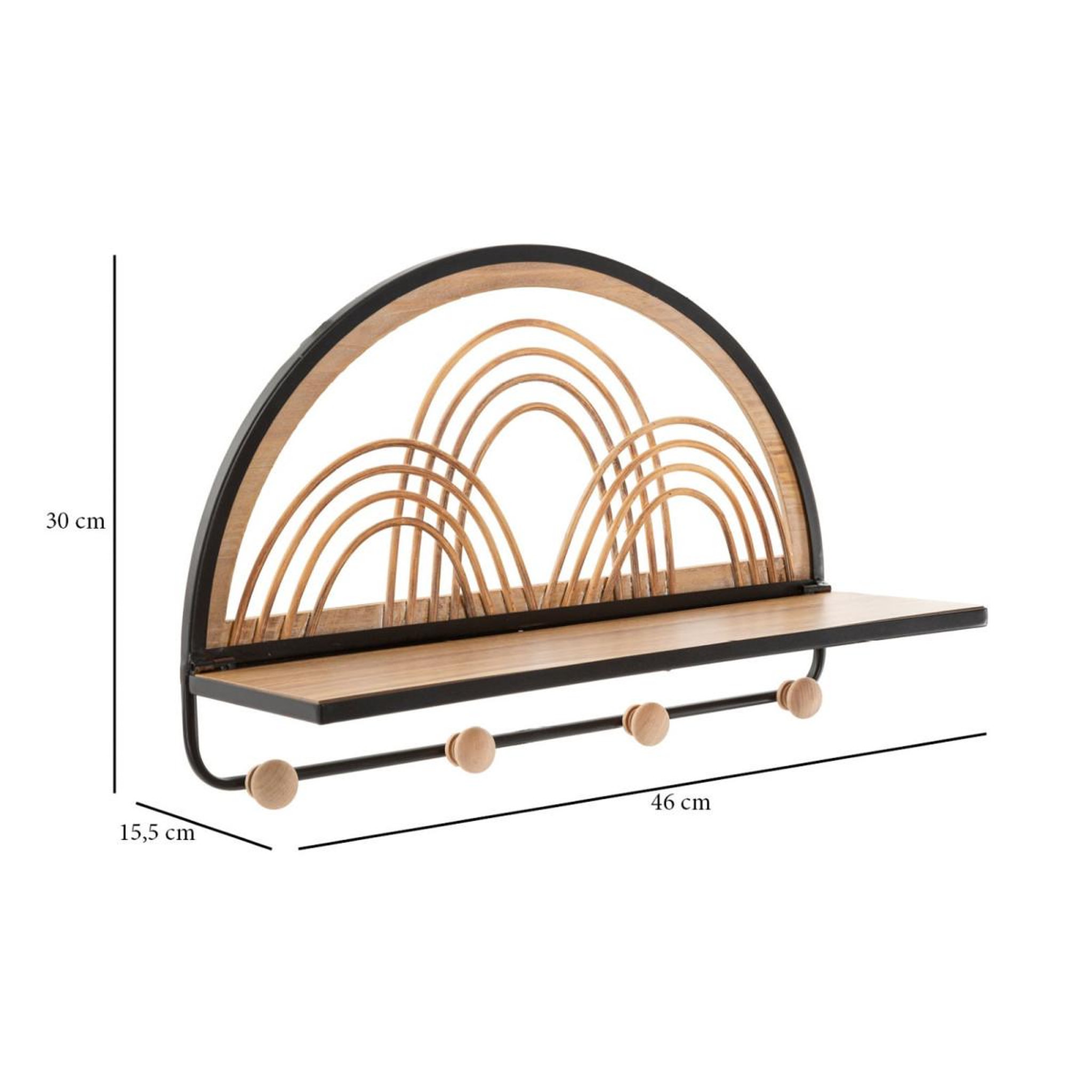 Voir la diapositive 6 : Paris Prix Patère murale avec étagère  porto  46cm noir & naturel
